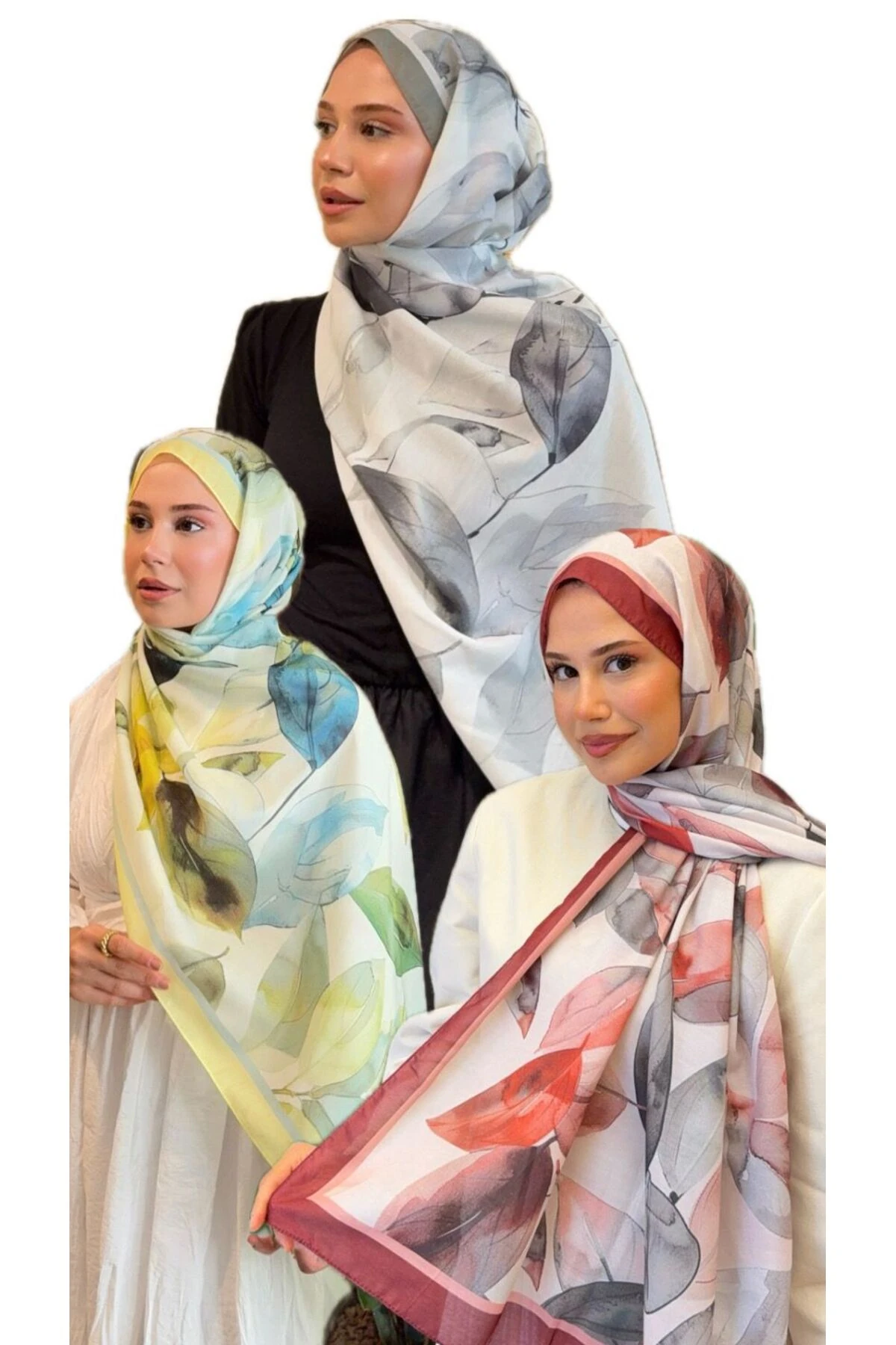 Şal Seti 3lü Kutulu Şal Hediye Seti  - haki sarı bordo