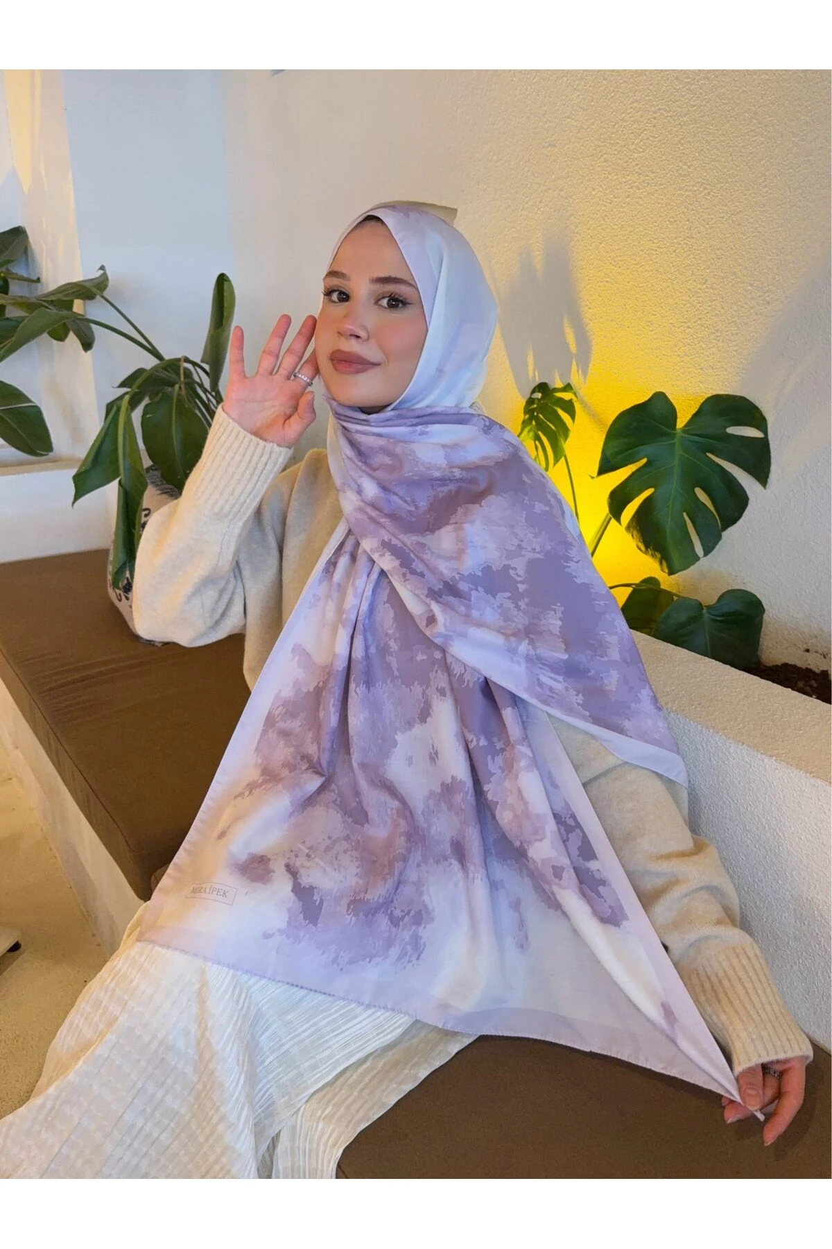 Degrade Pamuk Soft Şal   - lila degrade