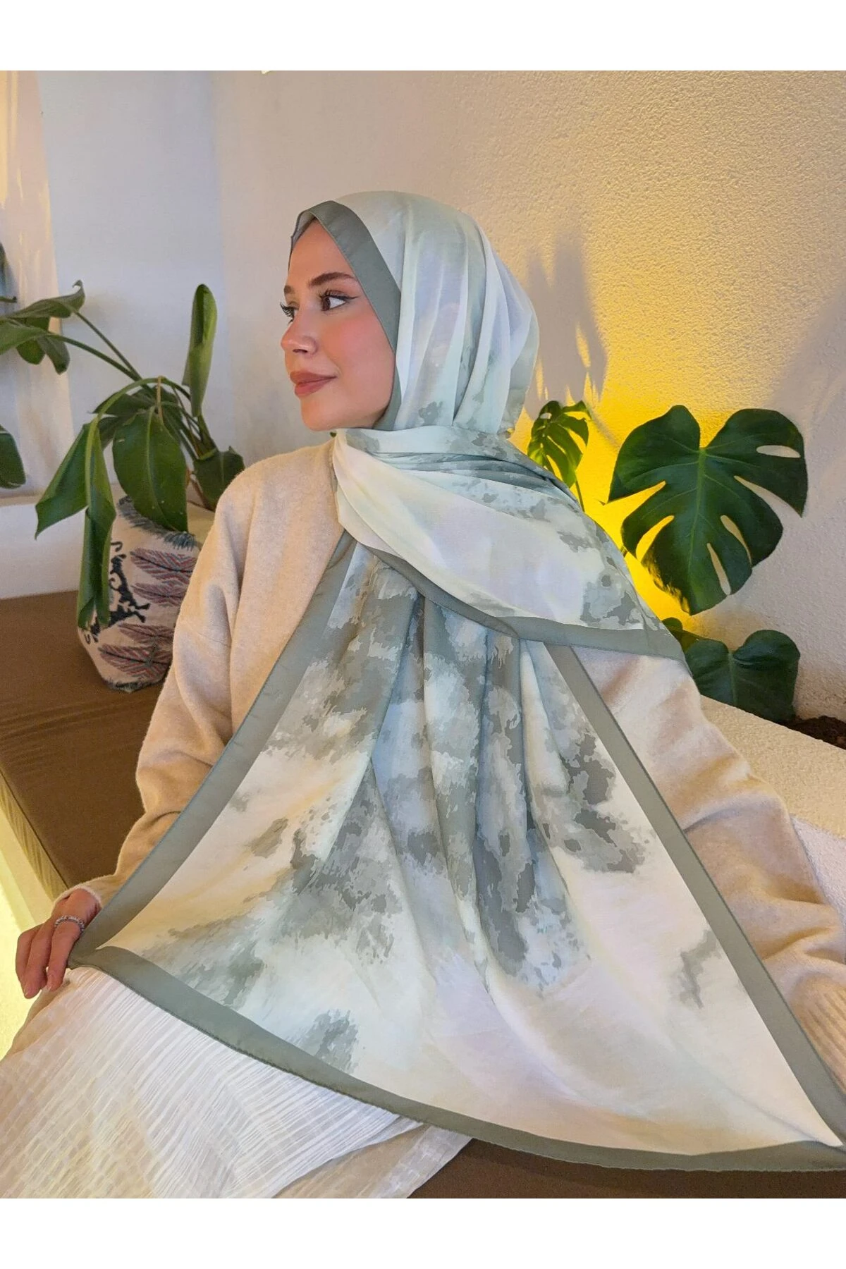 Degrade Pamuk Soft Şal   - su yeşili degrade