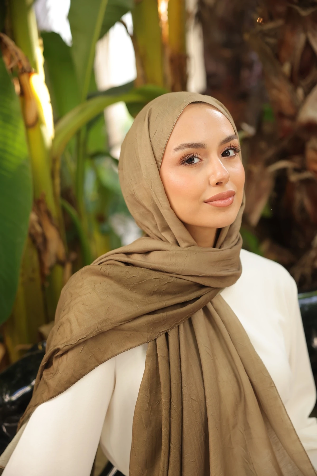 Degrade İki Renkli Bambu Kraş Şal Tok Duran Kadın Şal Haki