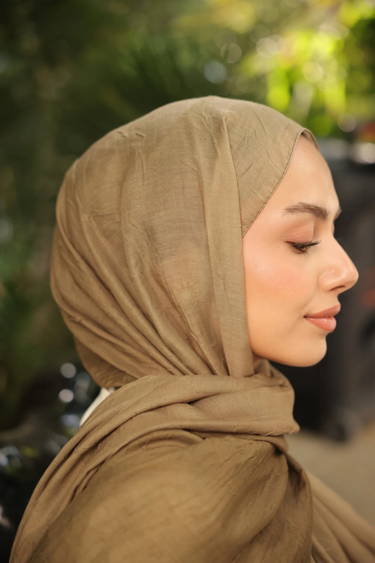 Degrade İki Renkli Bambu Kraş Şal Tok Duran Kadın Şal Haki