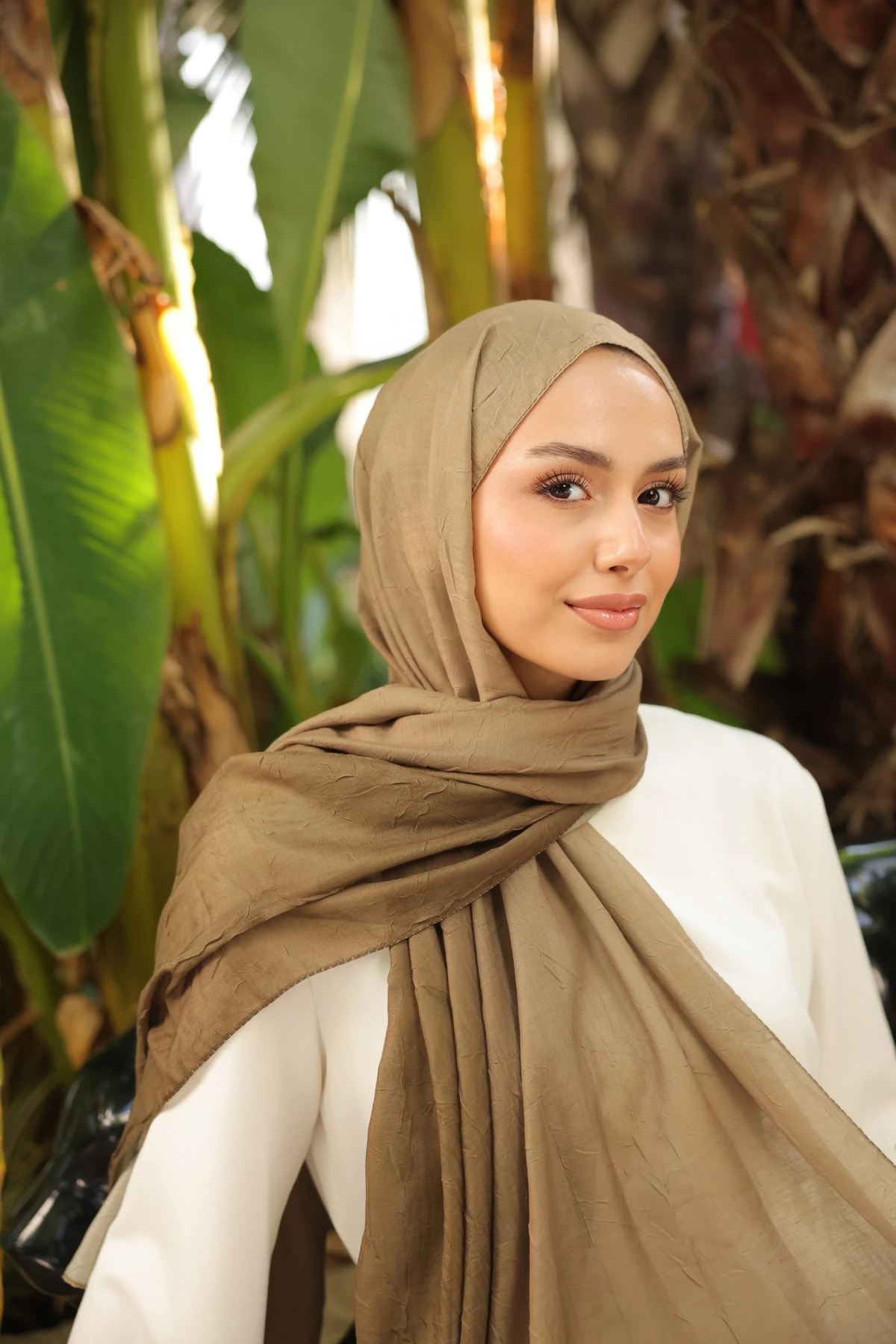 Degrade İki Renkli Bambu Kraş Şal Tok Duran Kadın Şal Haki