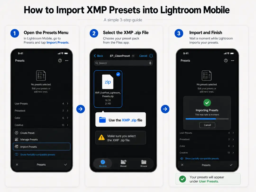How to Import XMP Presets into Lightroom Mobile