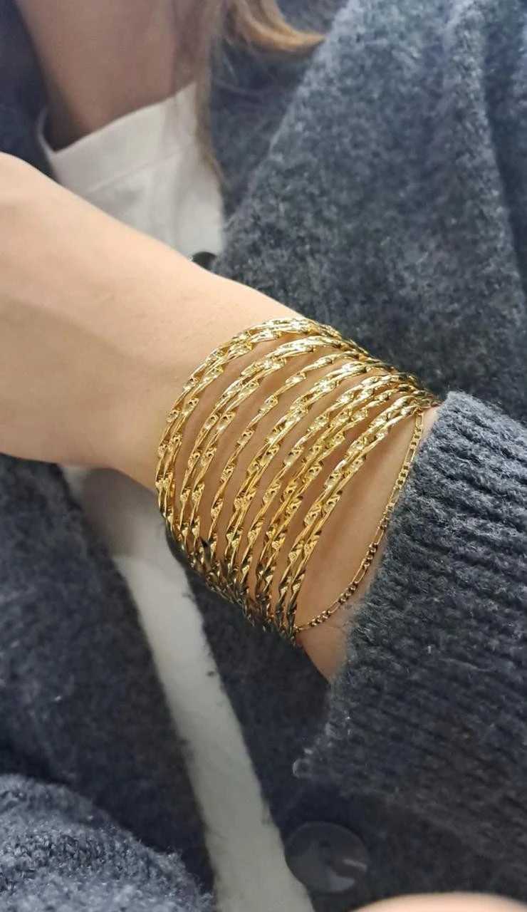 Burma Altın Kaplama Çelik Bilezik 7Li Set