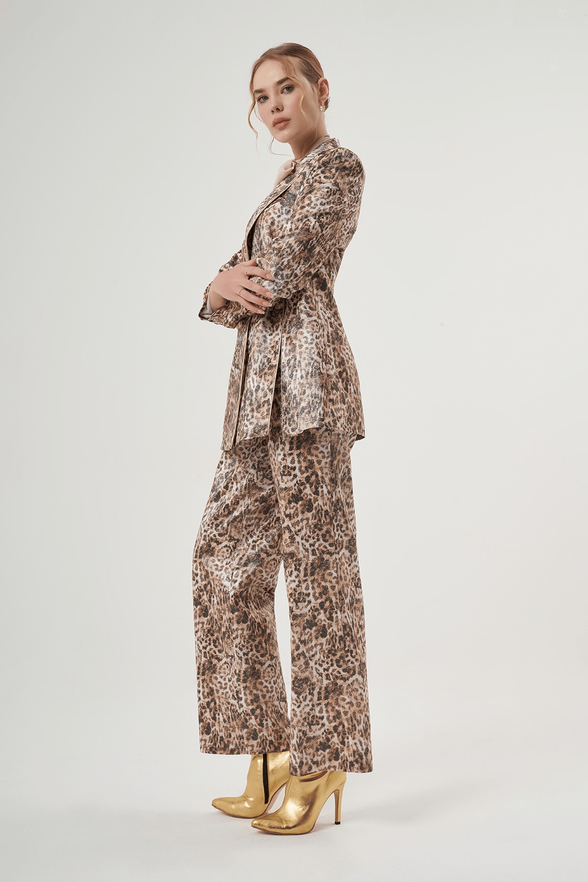 Leopar Desenli Pantolon Ceket Takım 8010