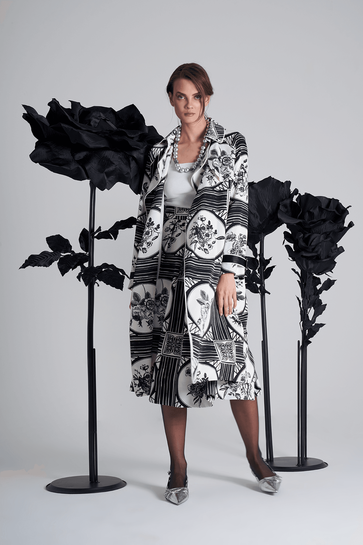 Kuşaklı Saten Trençkot 1906 - BLACK / ROSE