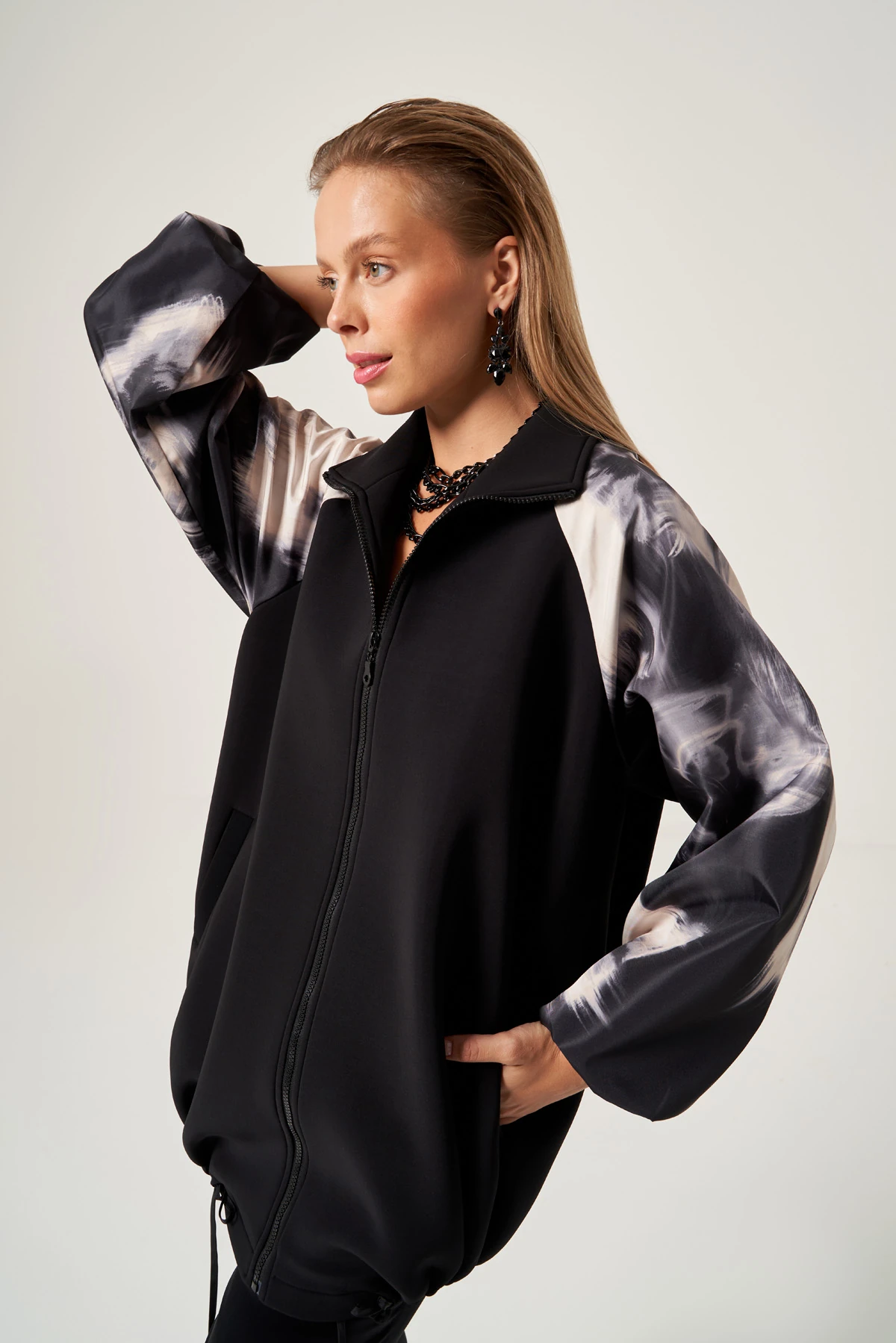 Batik Desenli Oversize Bomber Mont 1804