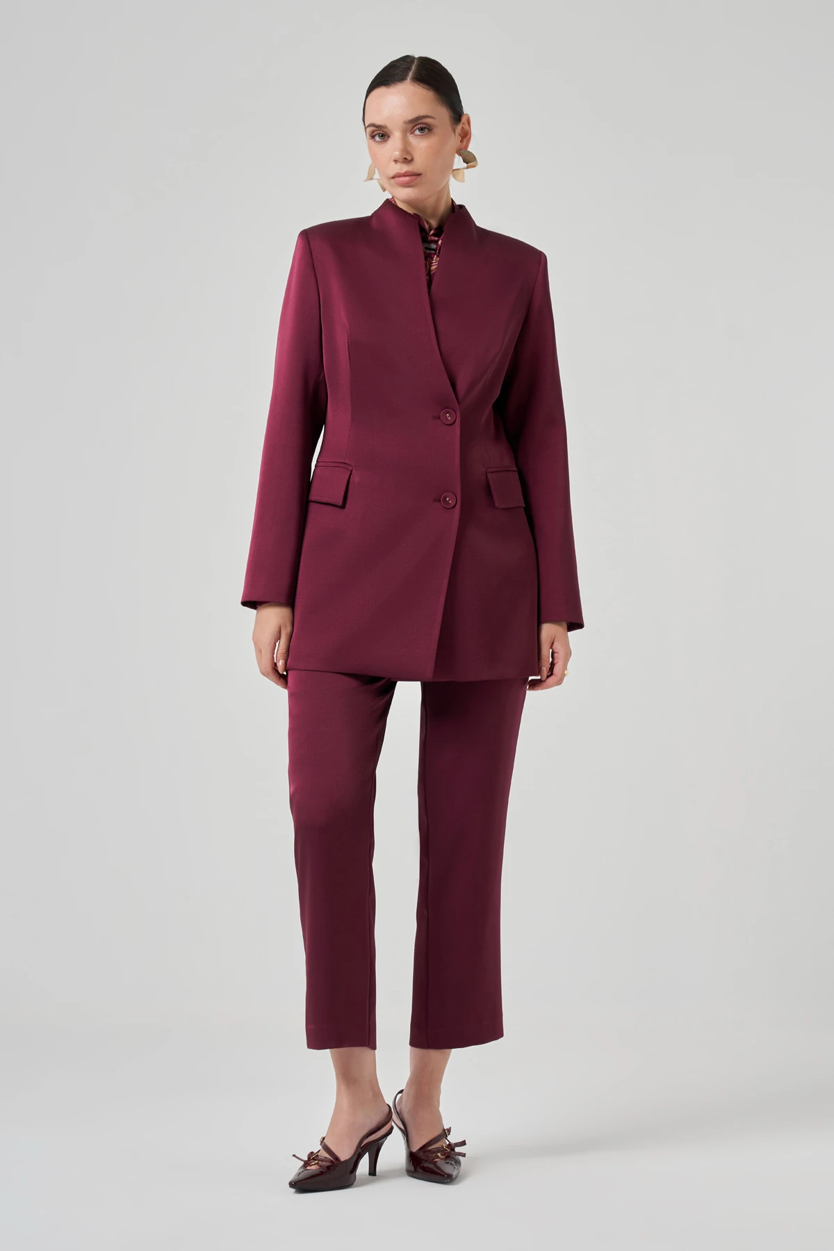 Satin Pants Jacket Set 8202