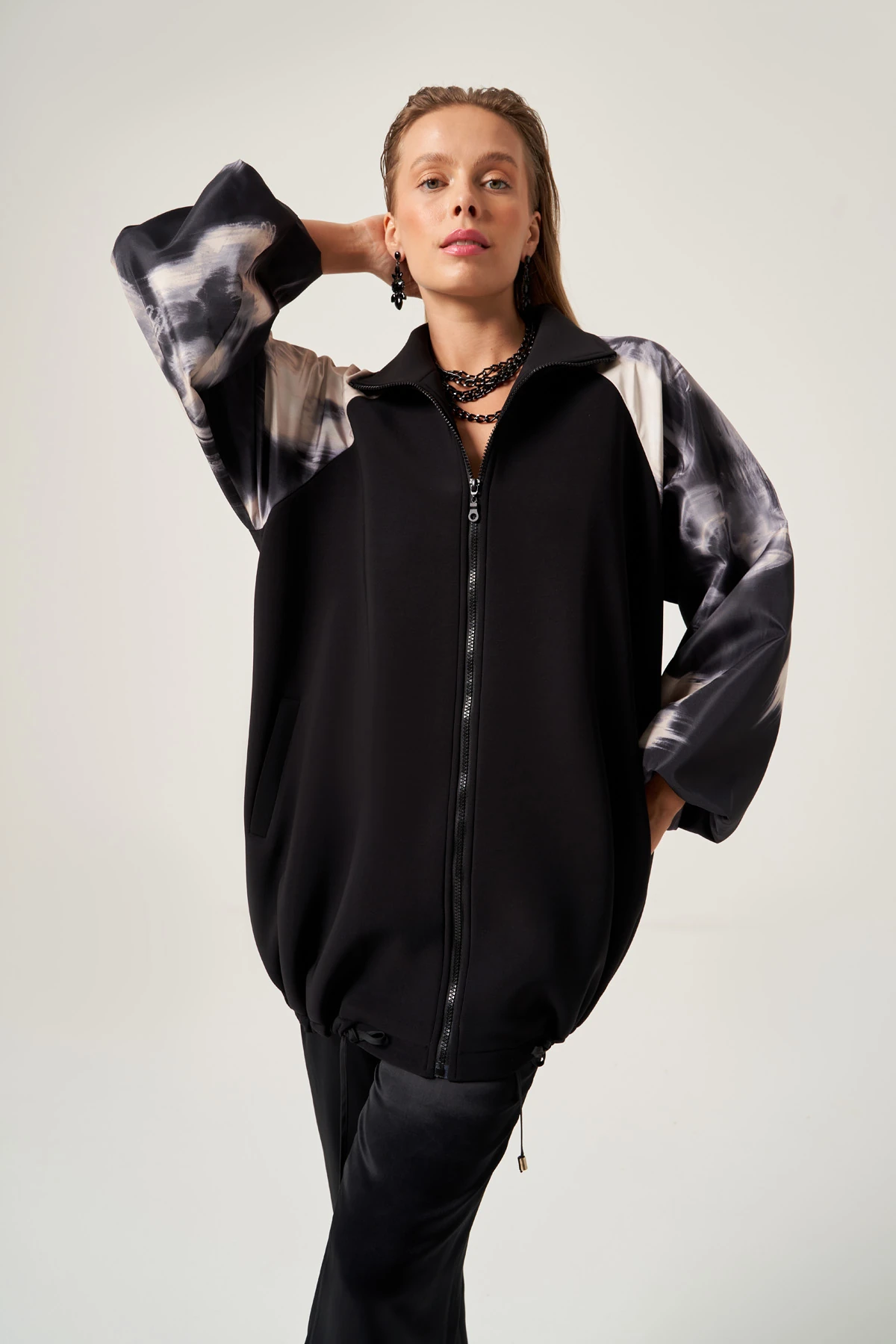 Batik Desenli Oversize Bomber Mont 1804