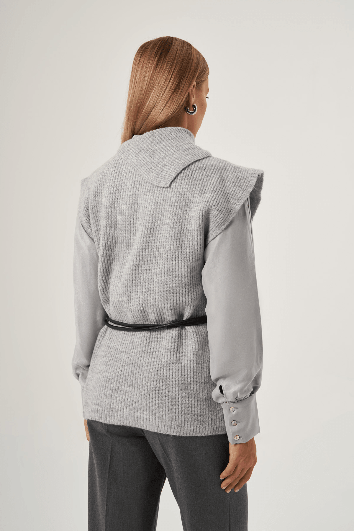 Kuşaklı Triko Süveter 3604