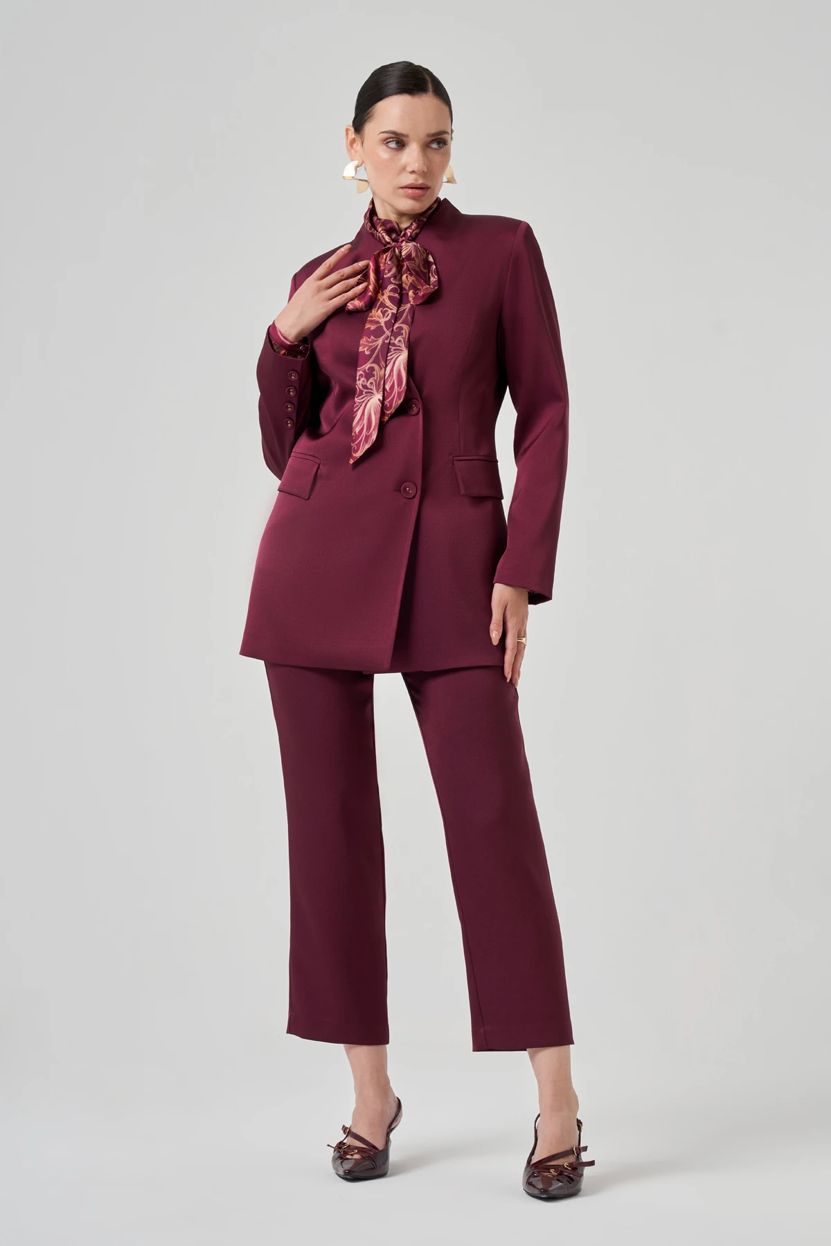 Satin Pants Jacket Set 8202