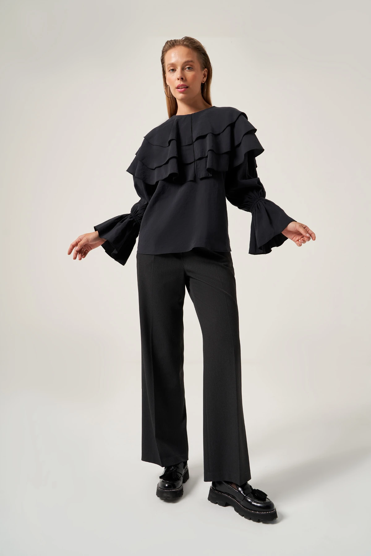 Volanlı Modal Bluz 3812