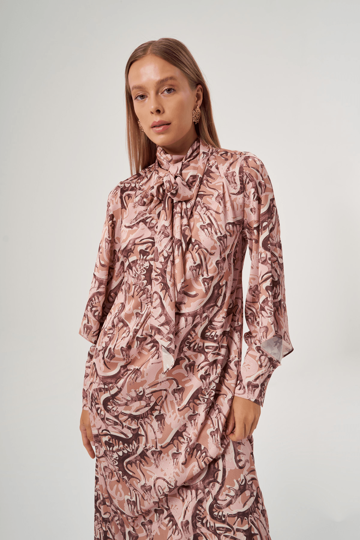 Fular Detaylı Elbise 2803