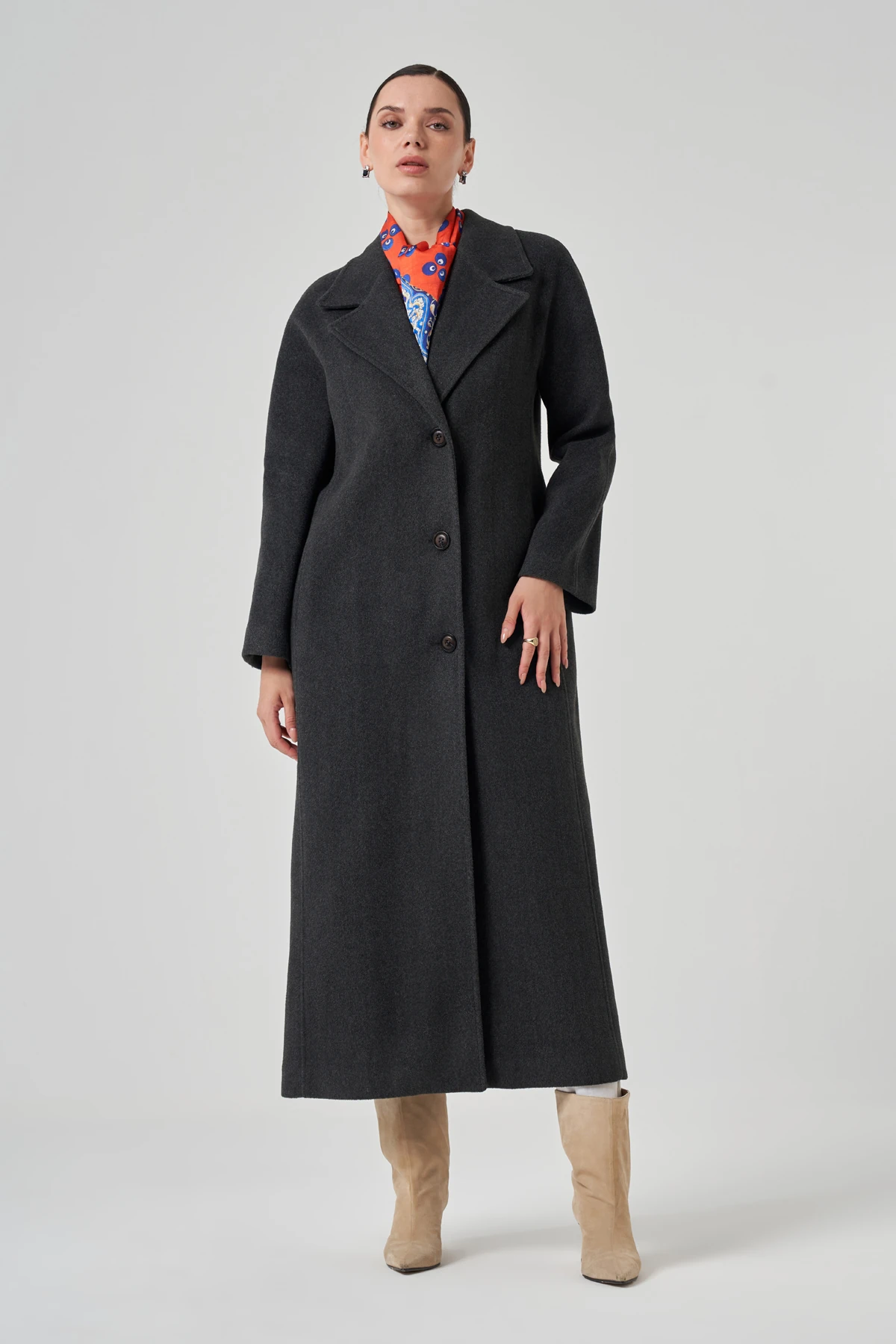 Düğmeli Oversize Kaşe Kaban 1214