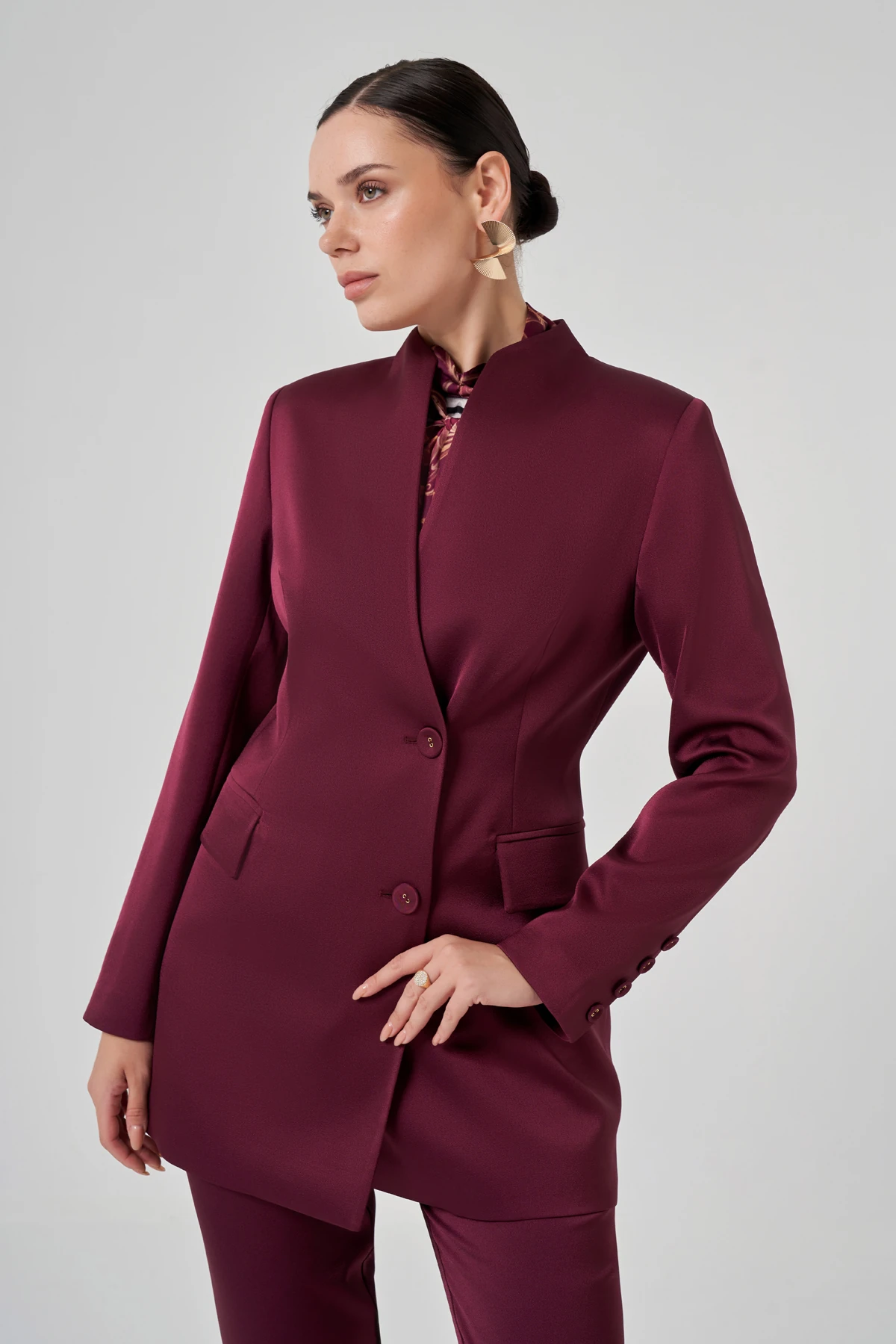 Satin Pants Jacket Set 8202