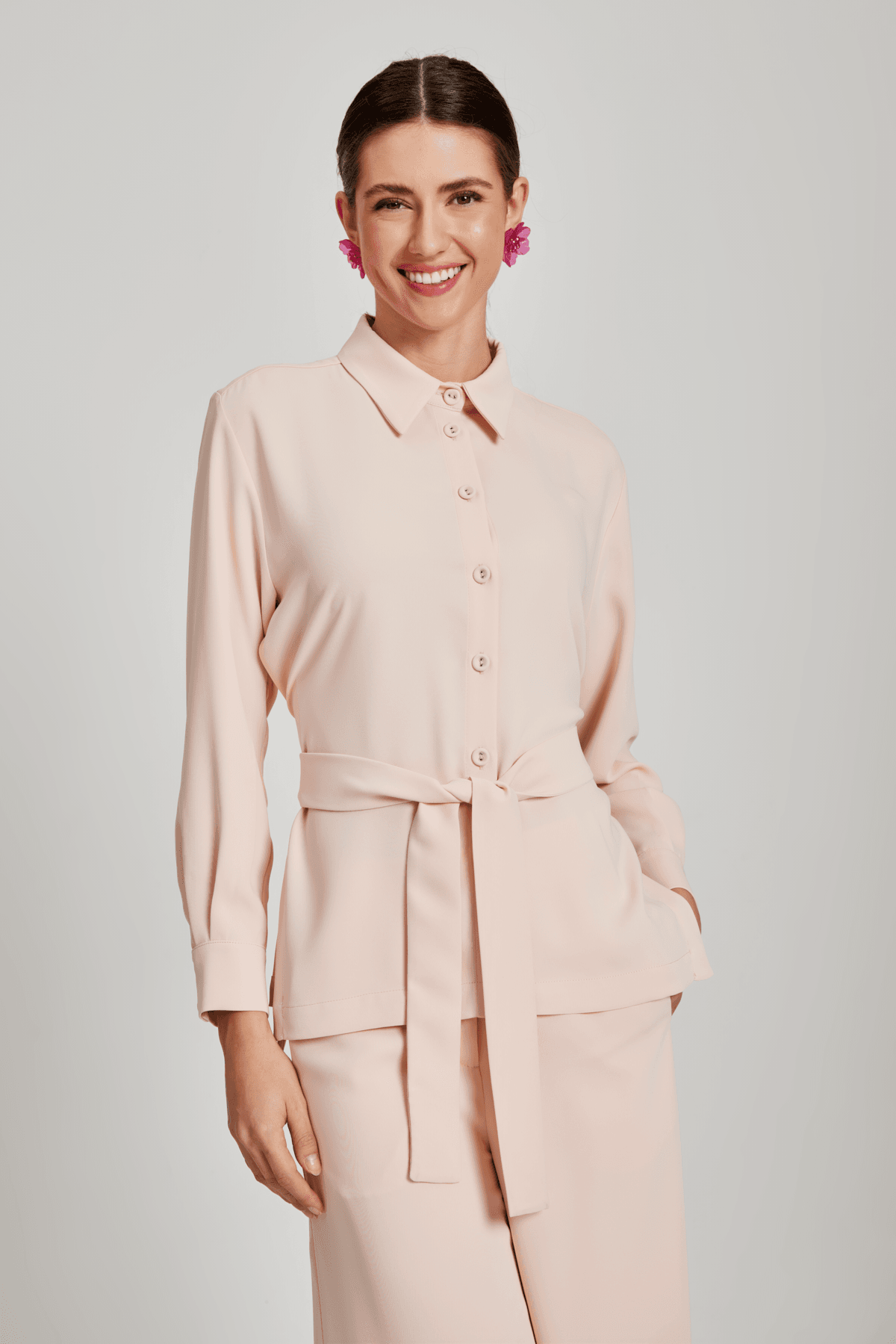 Kuşaklı Pantolon Bluz Takım 8108 - SOMON