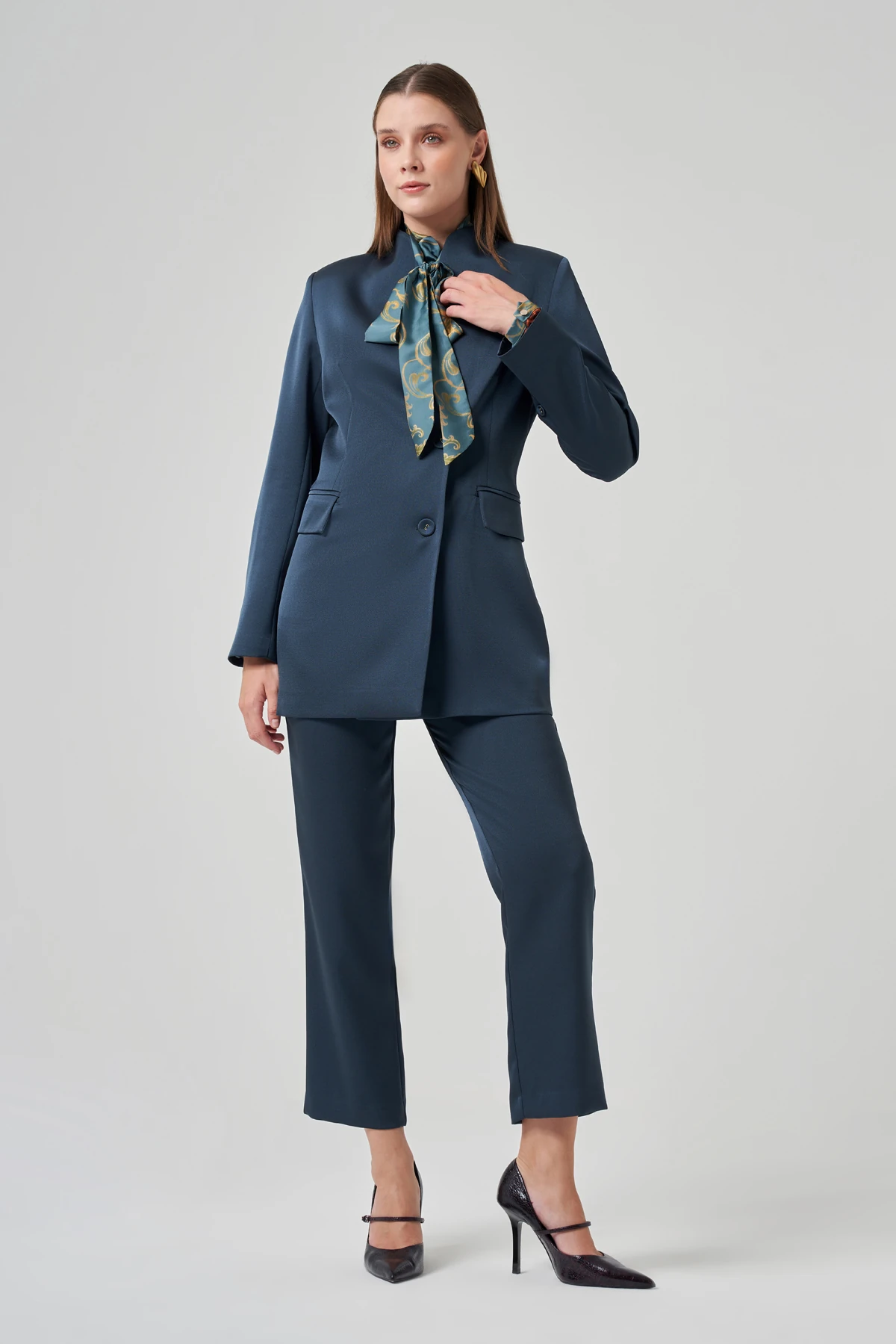 Saten Pantolon Ceket Takım 8202 - HAKI