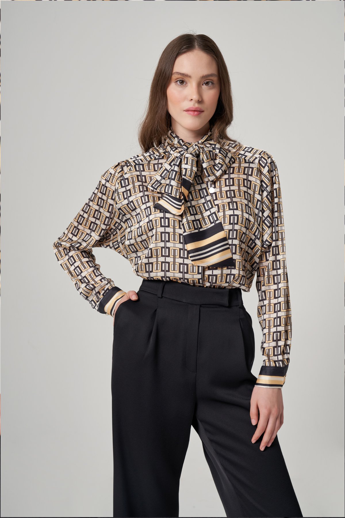 Zincir Desenli Bluz 3729