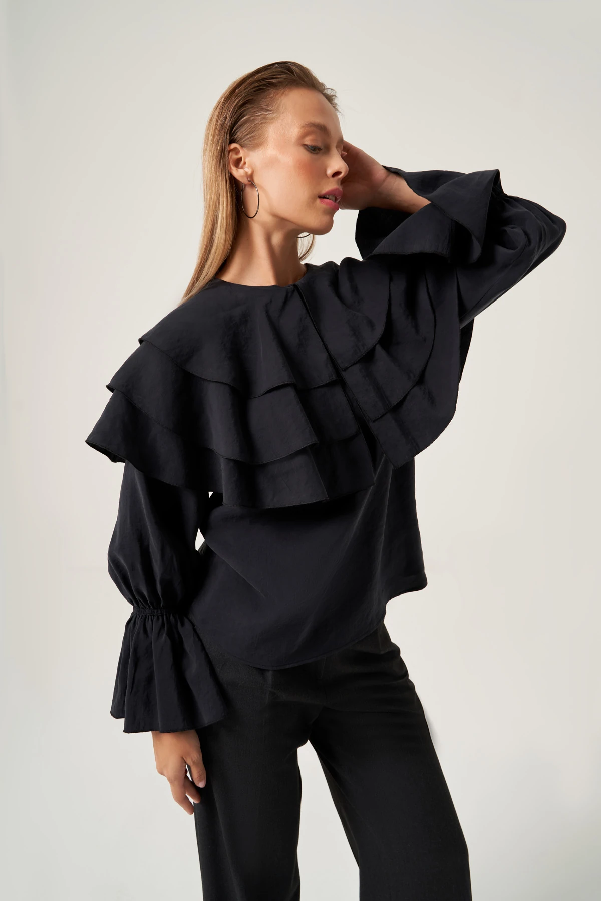 Volanlı Modal Bluz 3812