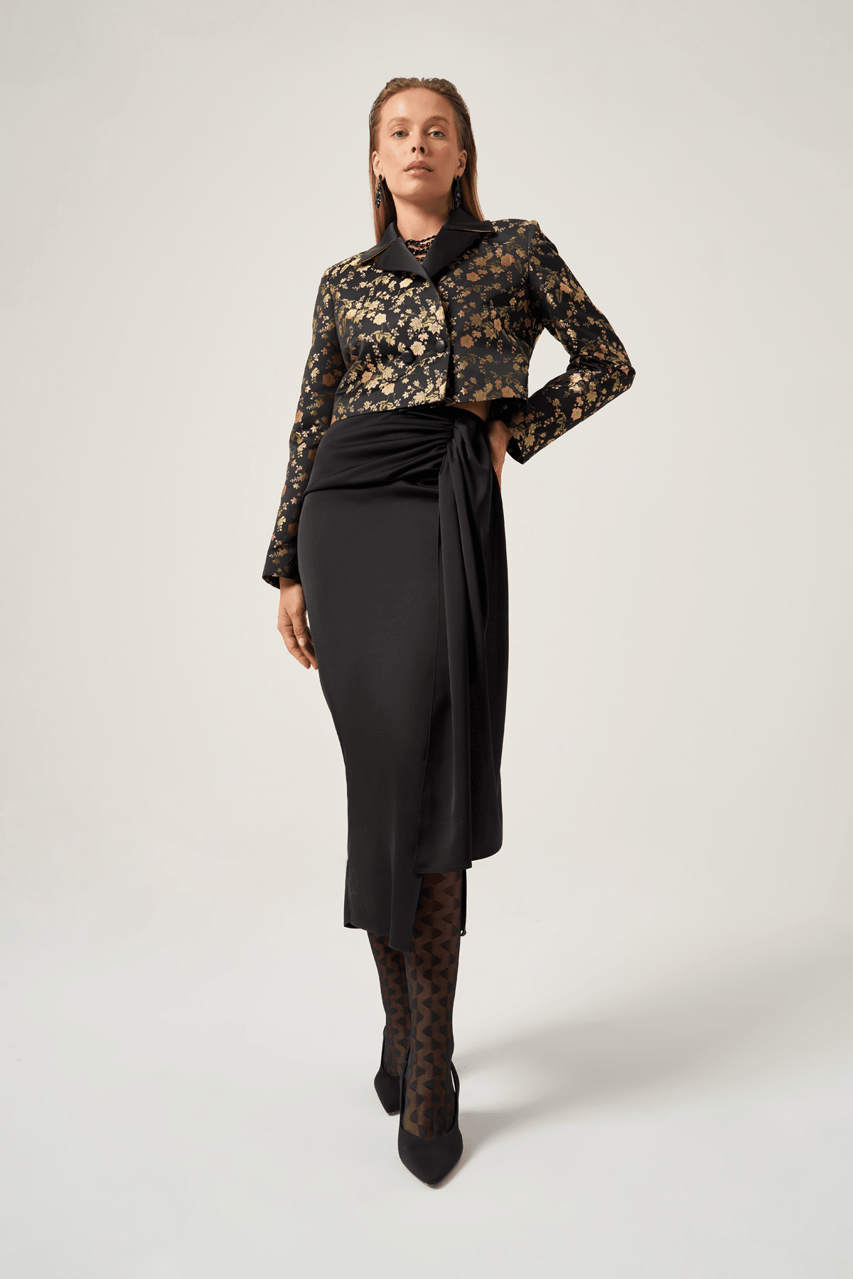 Saten Volan Detaylı Etek 4806 