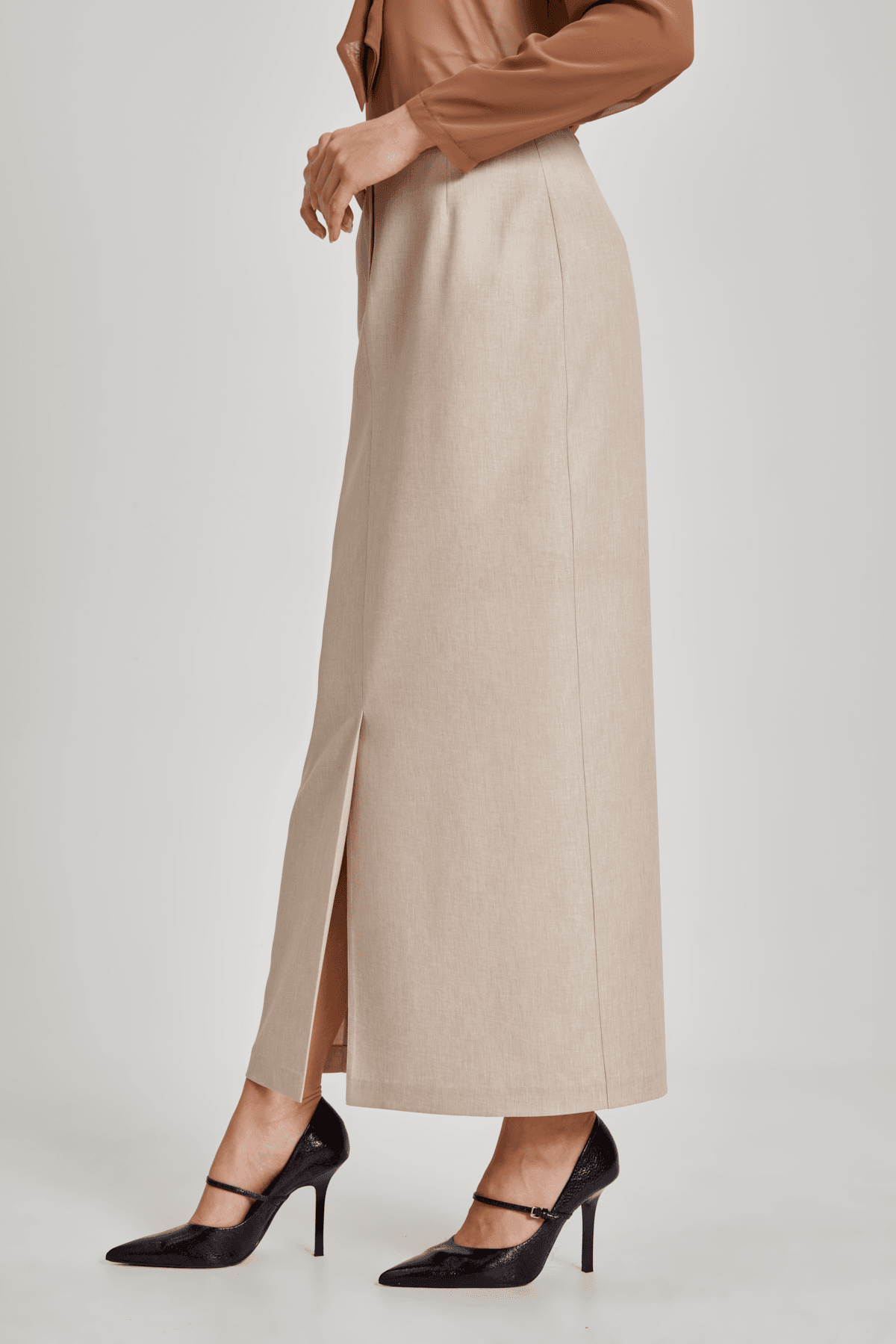 Gabardin Pantolon Etek Kemerli Takım 8123