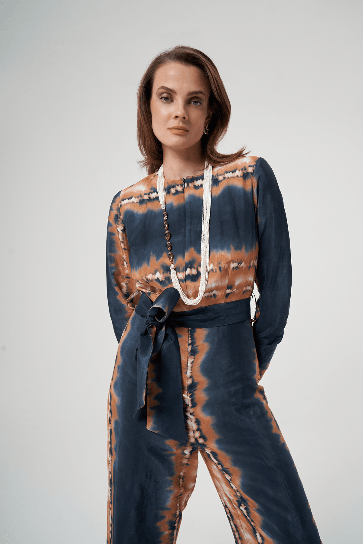 Mavi Batik Desenli Pamuklu Tulum 5903
