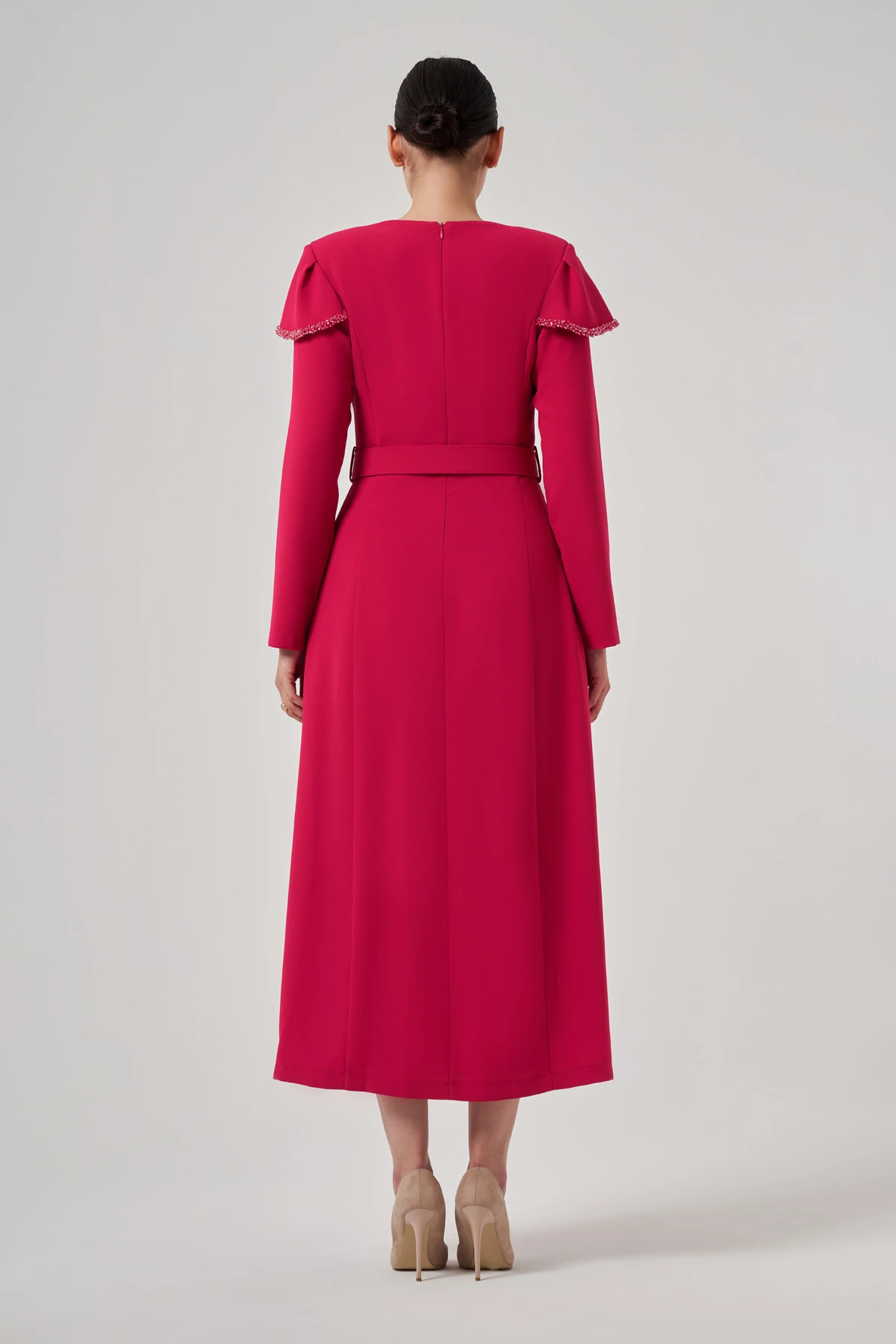 Kare Yakalı Kemerli Elbise 2227