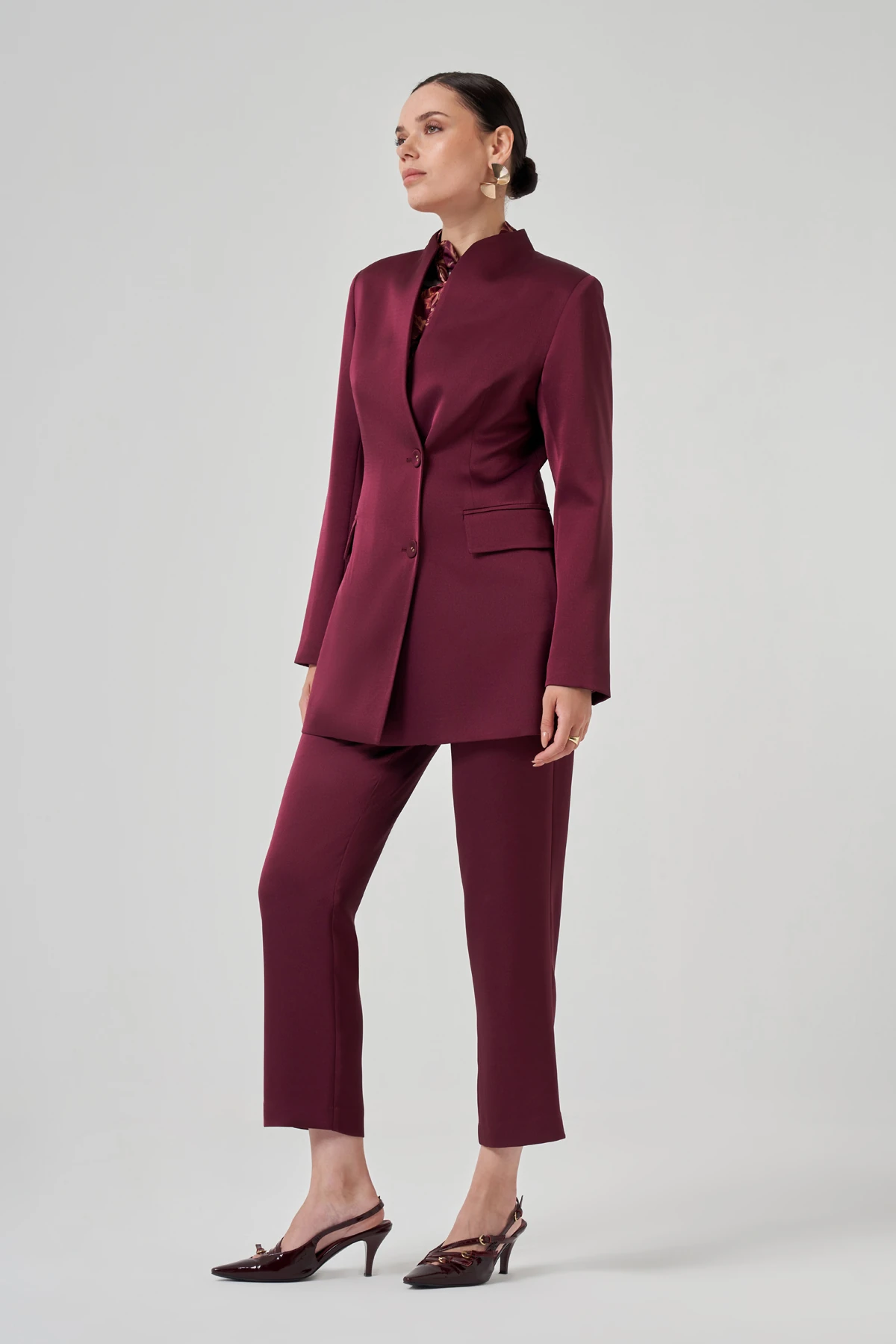 Satin Pants Jacket Set 8202