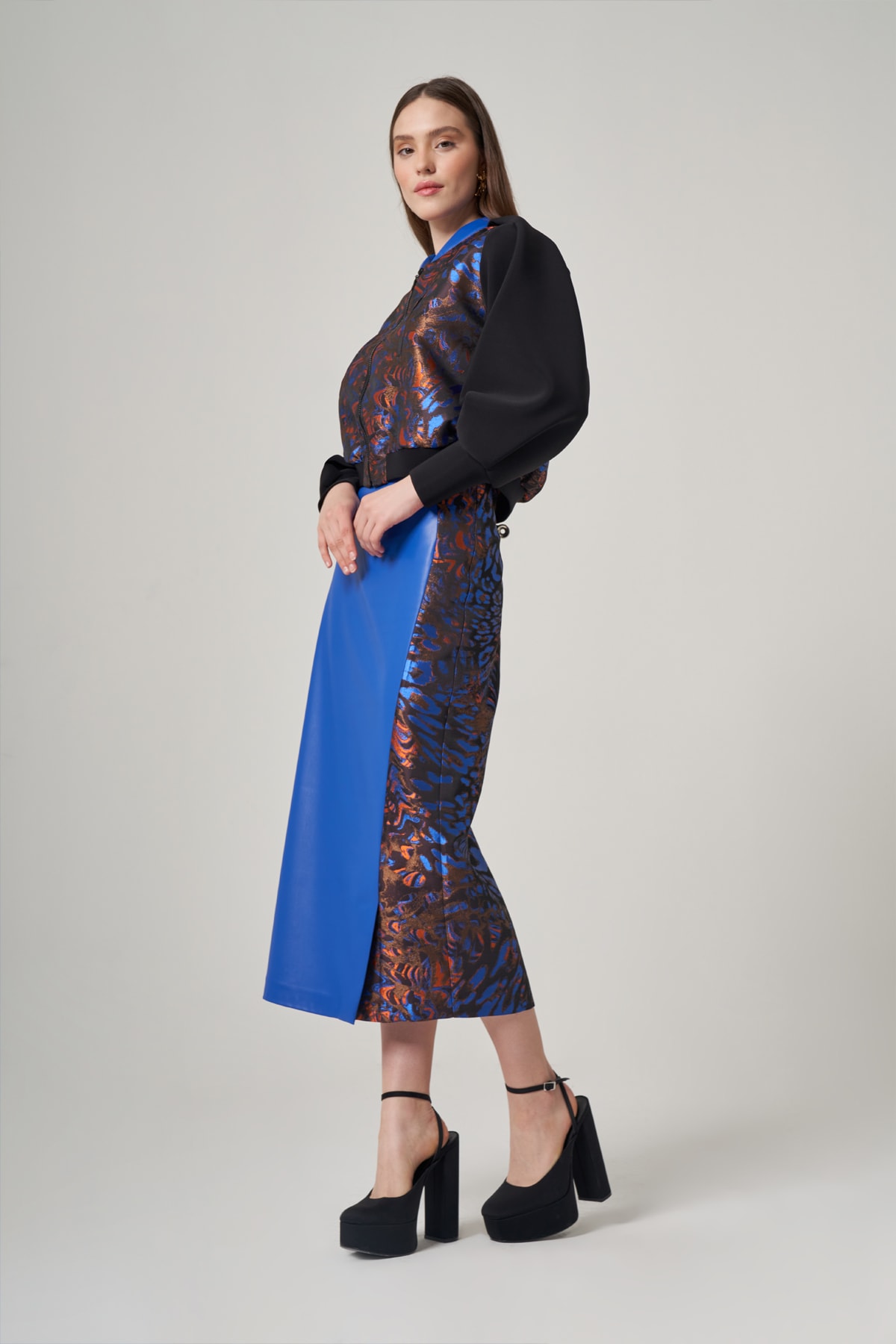 Jakar Deri Karışımlı Kalem Etek 4805