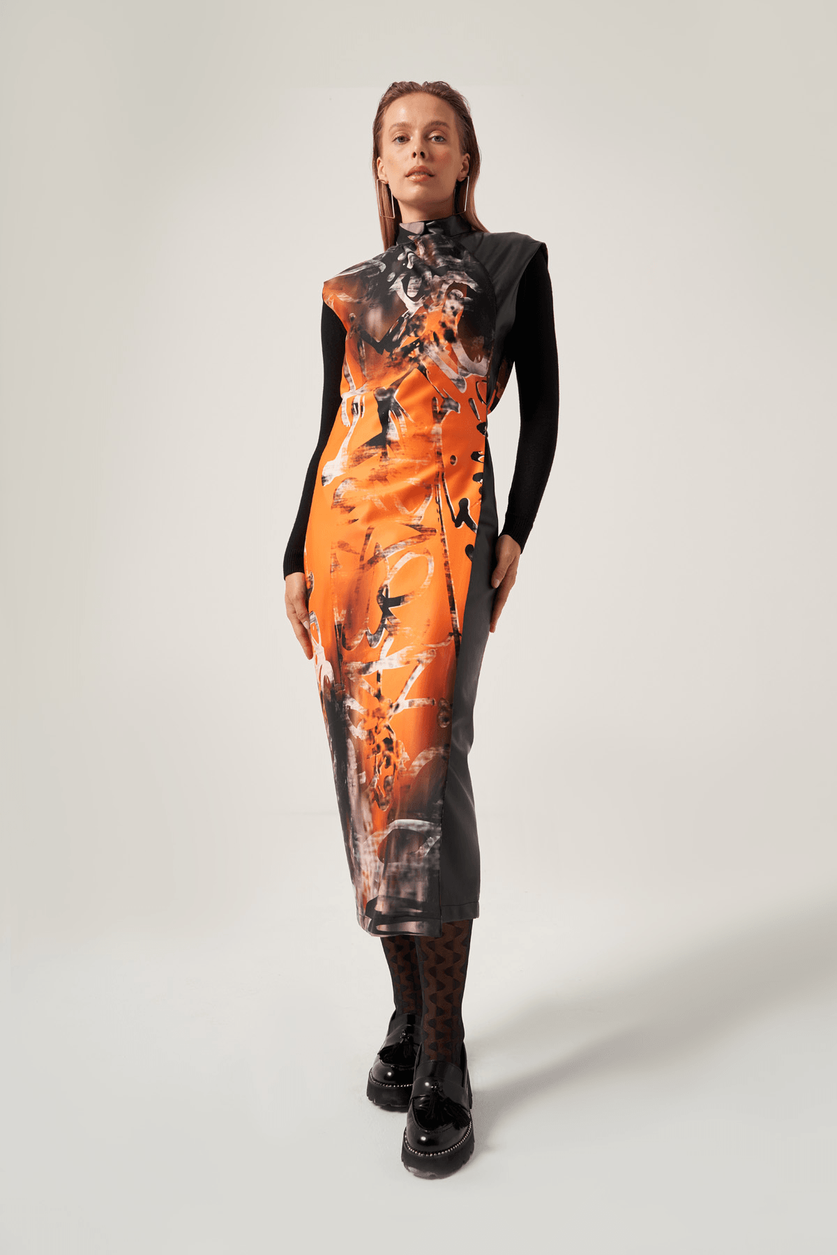 Desenli Kolsuz Elbise 2829