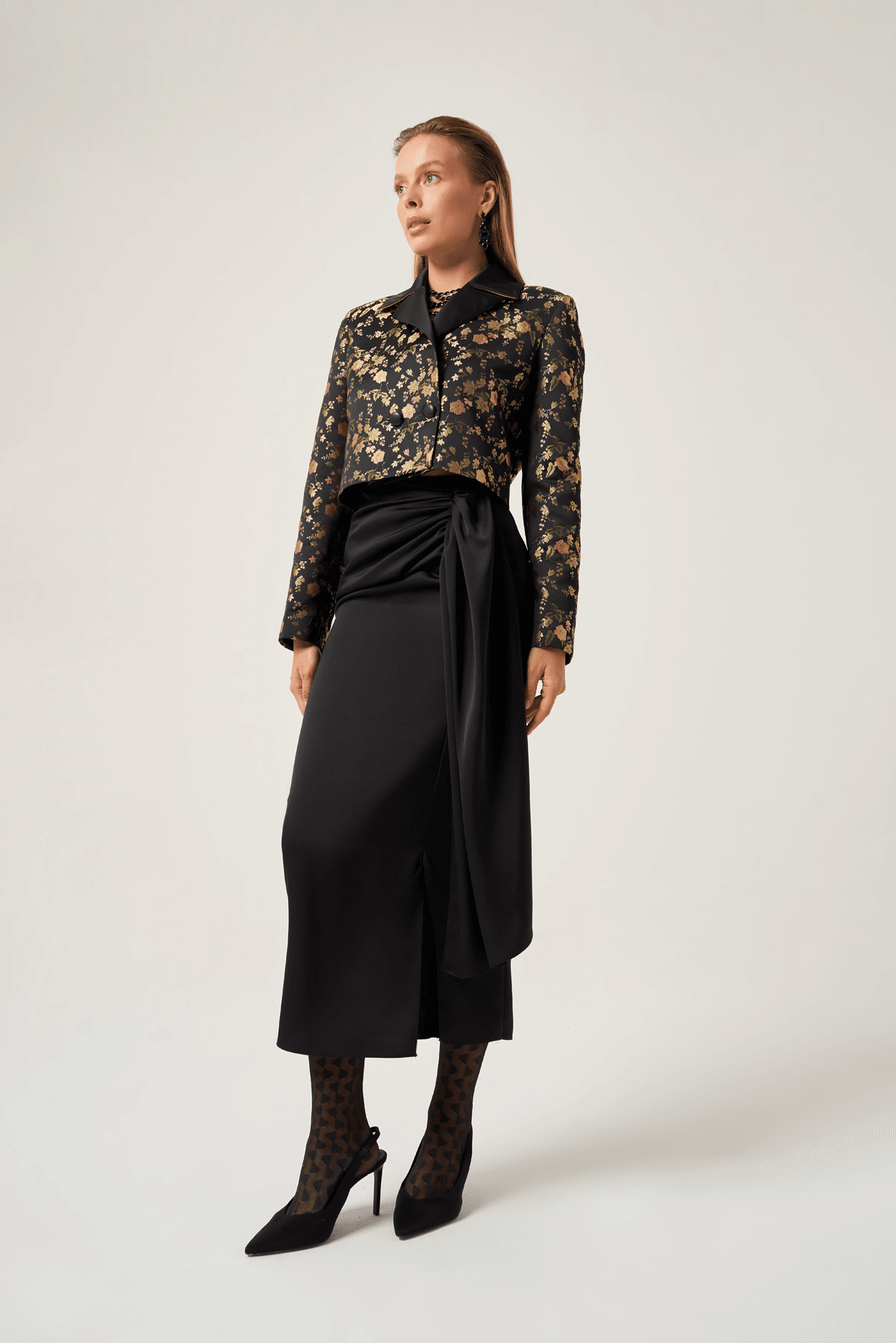 Saten Volan Detaylı Etek 4806 