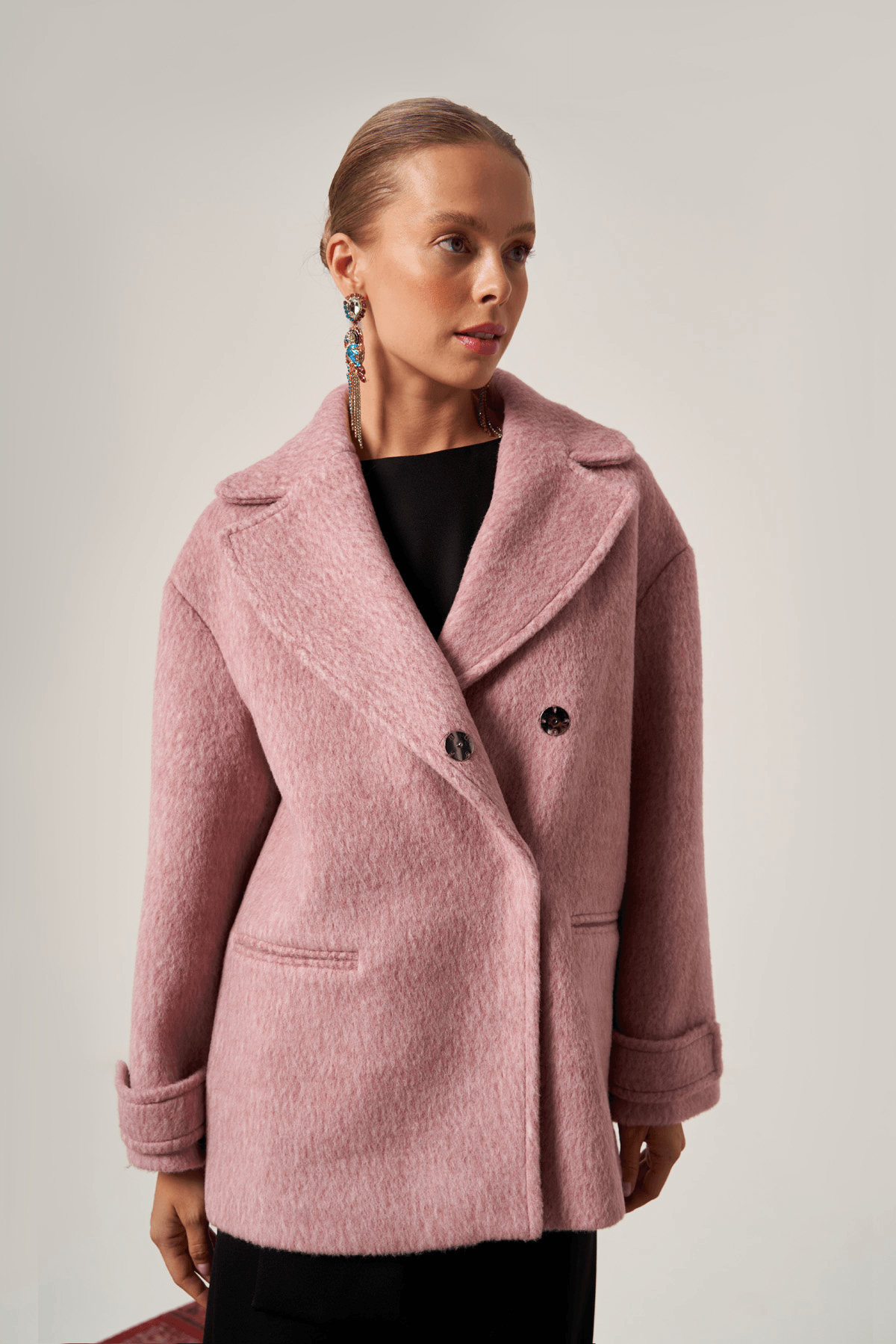 Kaşe Yün Oversize Kısa Kaban 1616