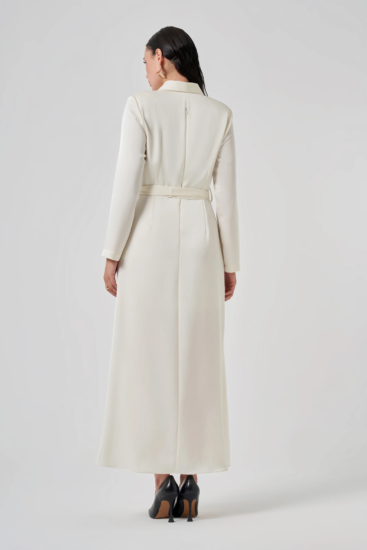 Saten Kuşaklı Kruvaze Elbise 2183 