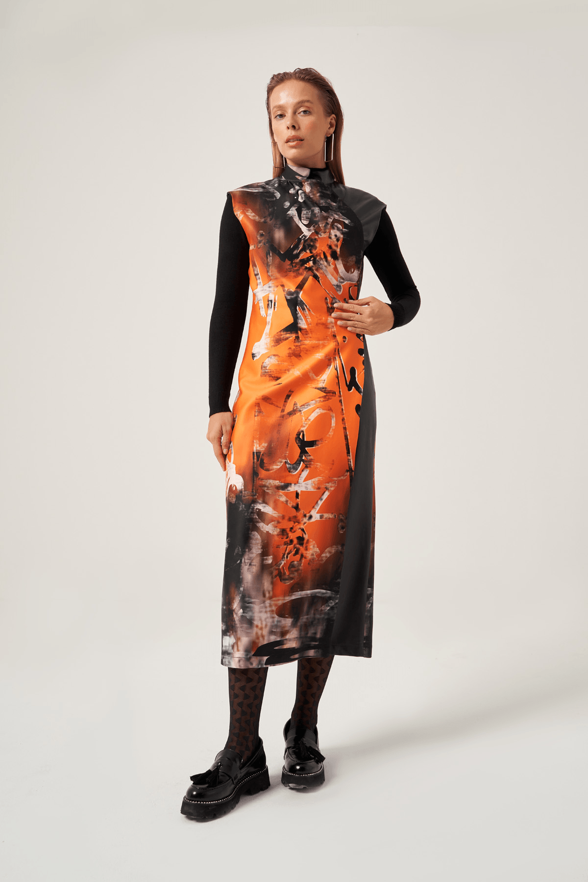 Desenli Kolsuz Elbise 2829