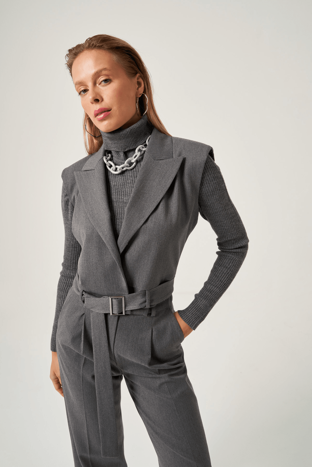 Kemerli Kısa Yelek 6819