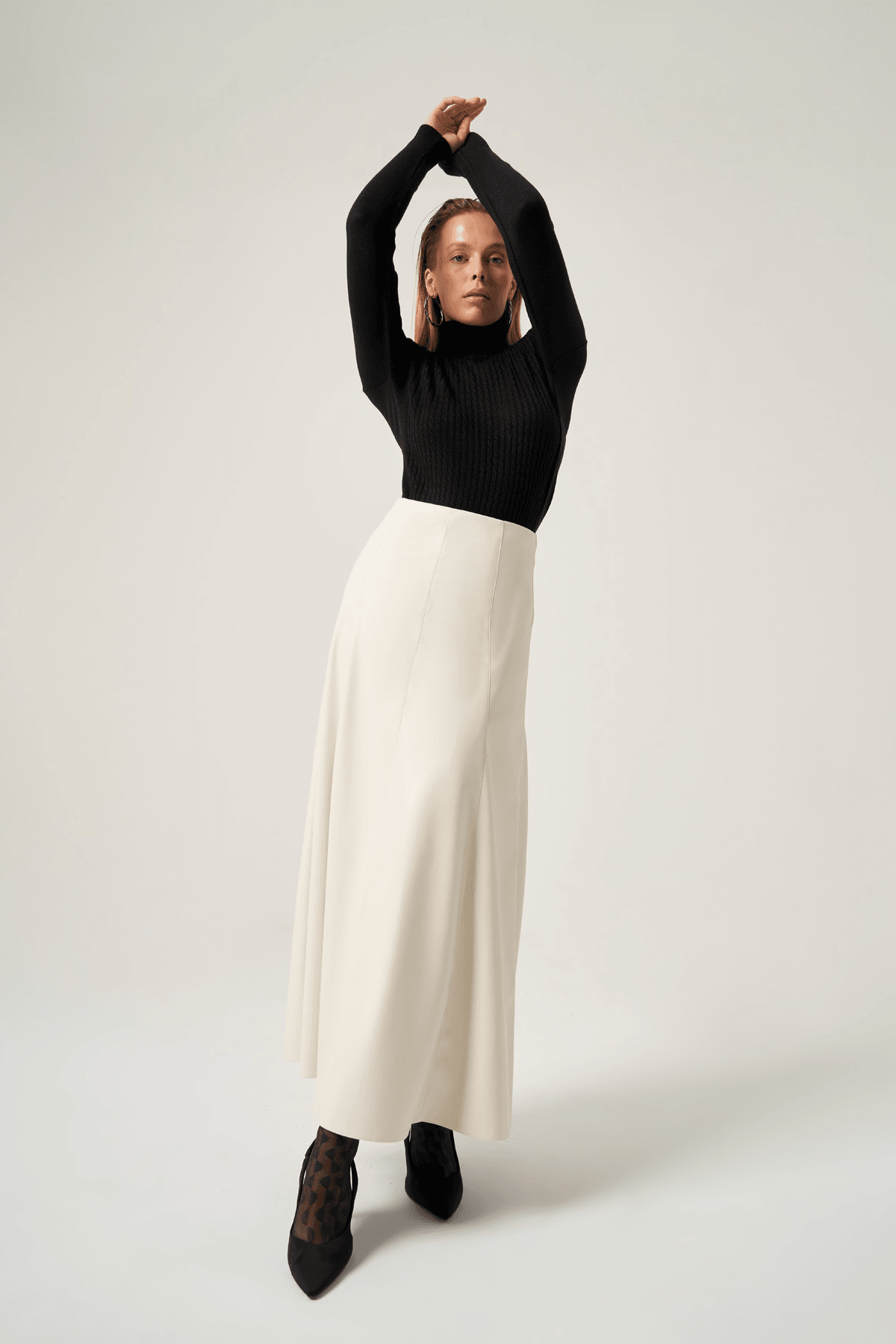 Vegan Deri Yüksek Bel Etek 4800