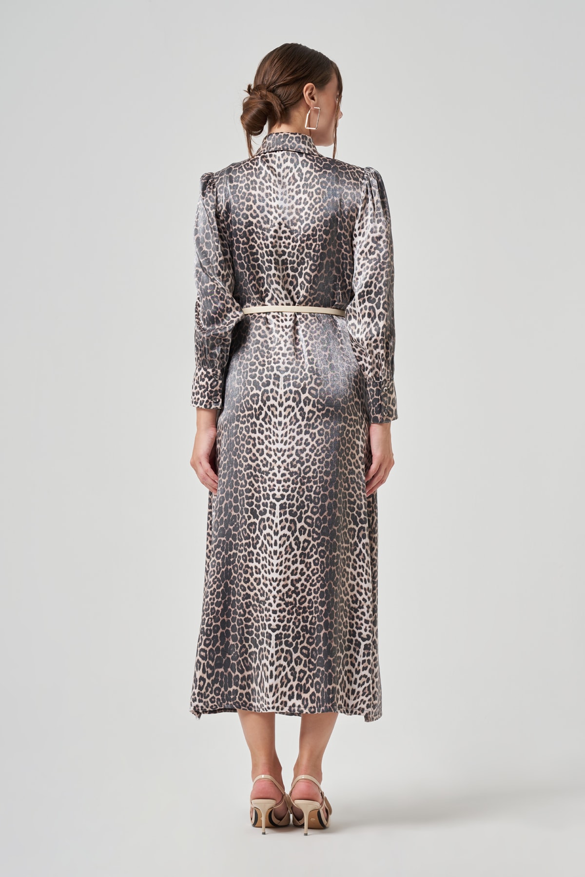 Leopar Desenli Gömlek Elbise 2021