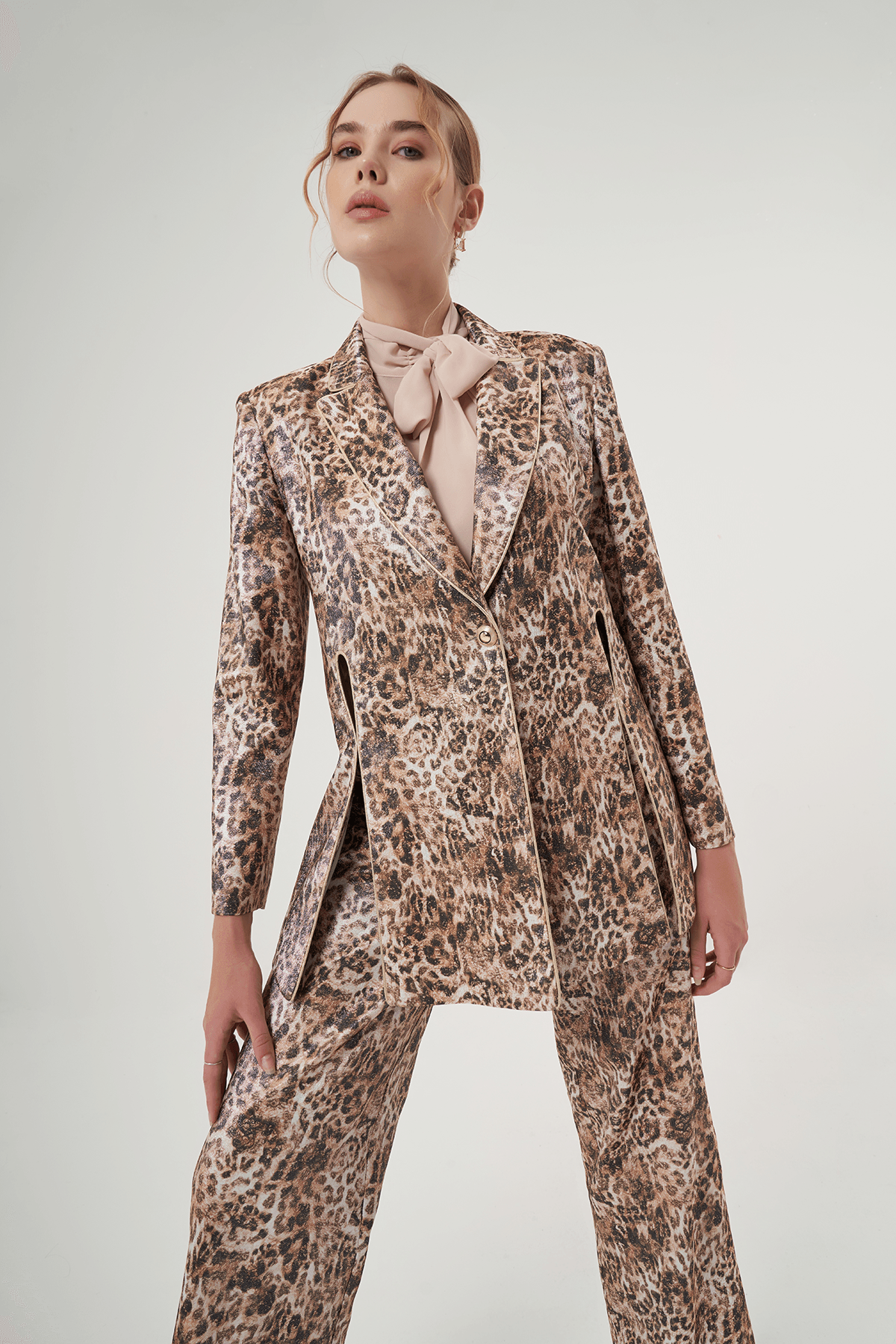 Leopar Desenli Pantolon Ceket Takım 8010
