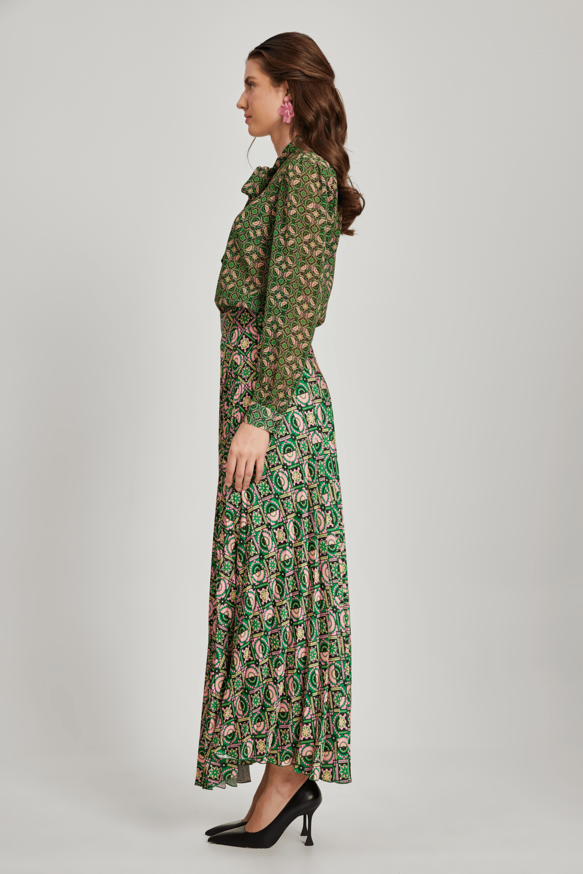 Retro Patterned Chiffon Blouse 3110