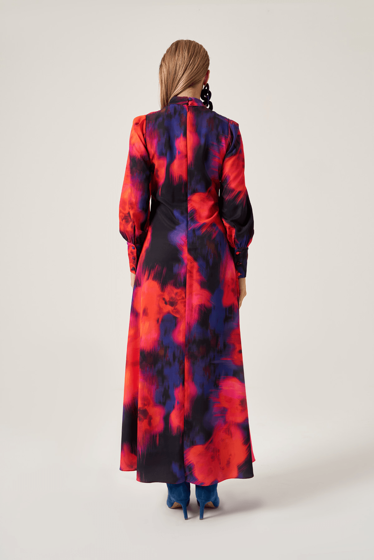 Batik Desenli Düğmeli Elbise 2802