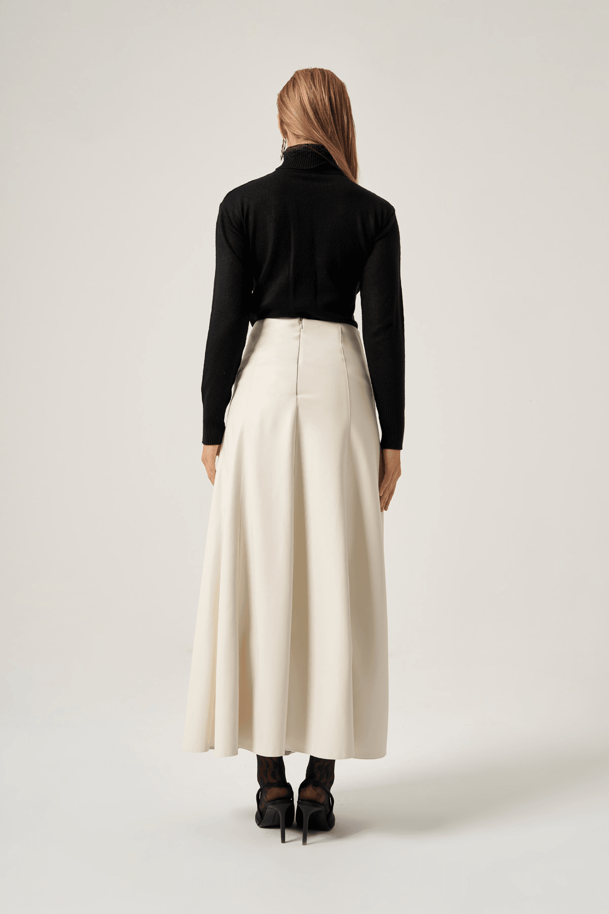 Vegan Deri Yüksek Bel Etek 4800