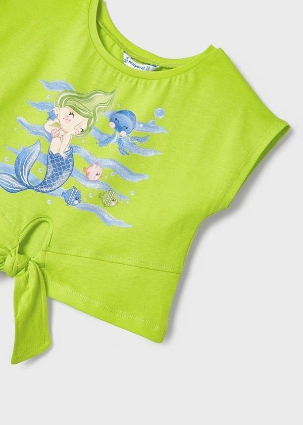 Yeşil Denizkızı Baskılı Şortlu Crop Takım