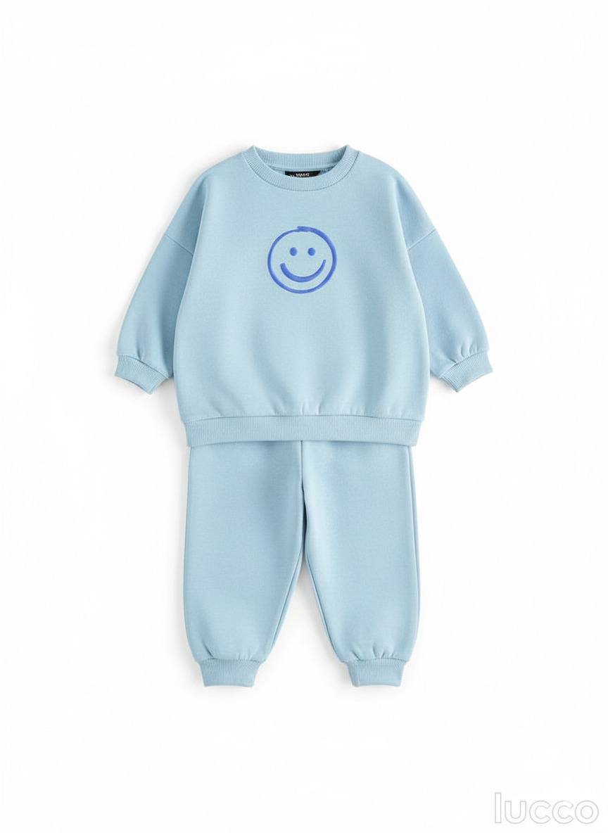 Mavi Smiley Baskılı Takım