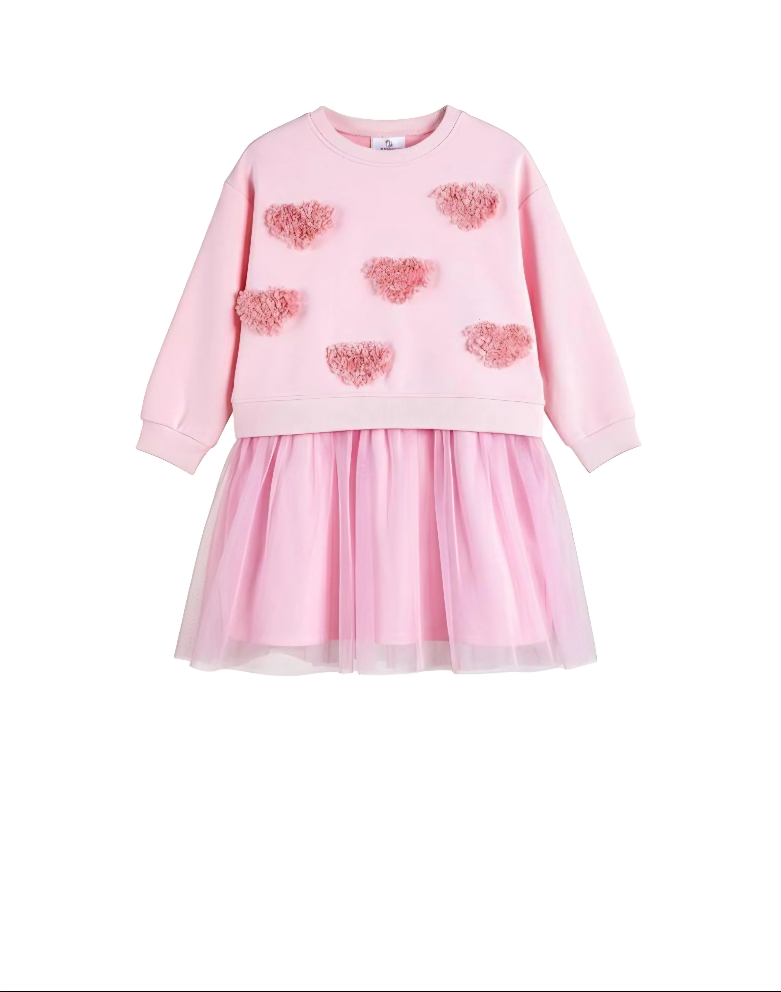 Pembe Kalp Nakışlı Tütü Elbise