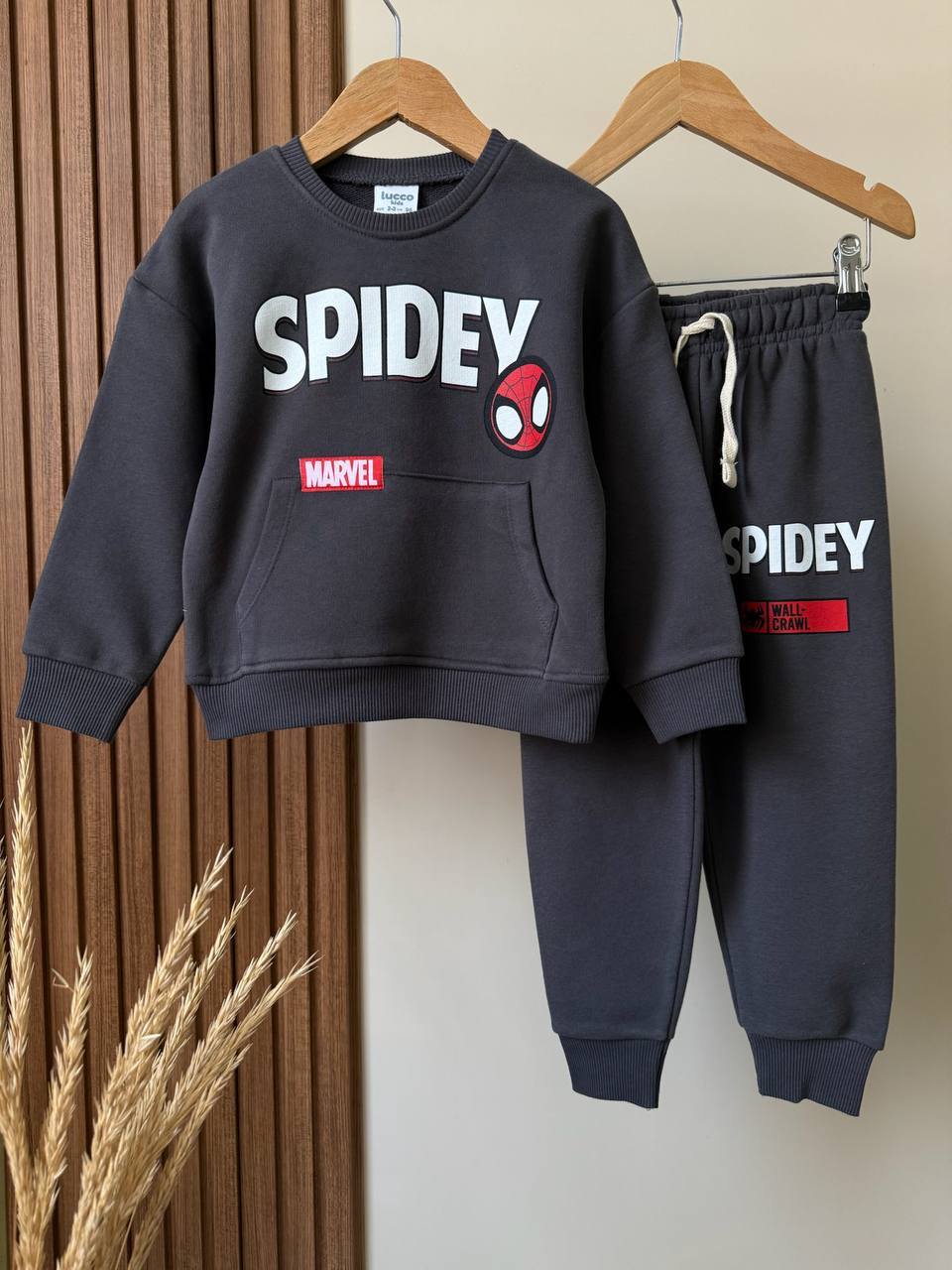 Siyah Spidey Baskılı Takım