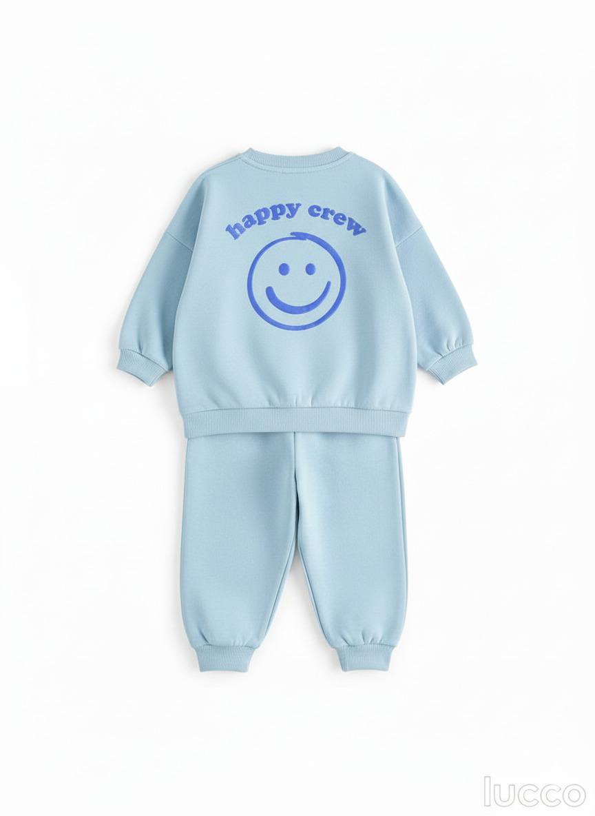 Mavi Smiley Baskılı Takım