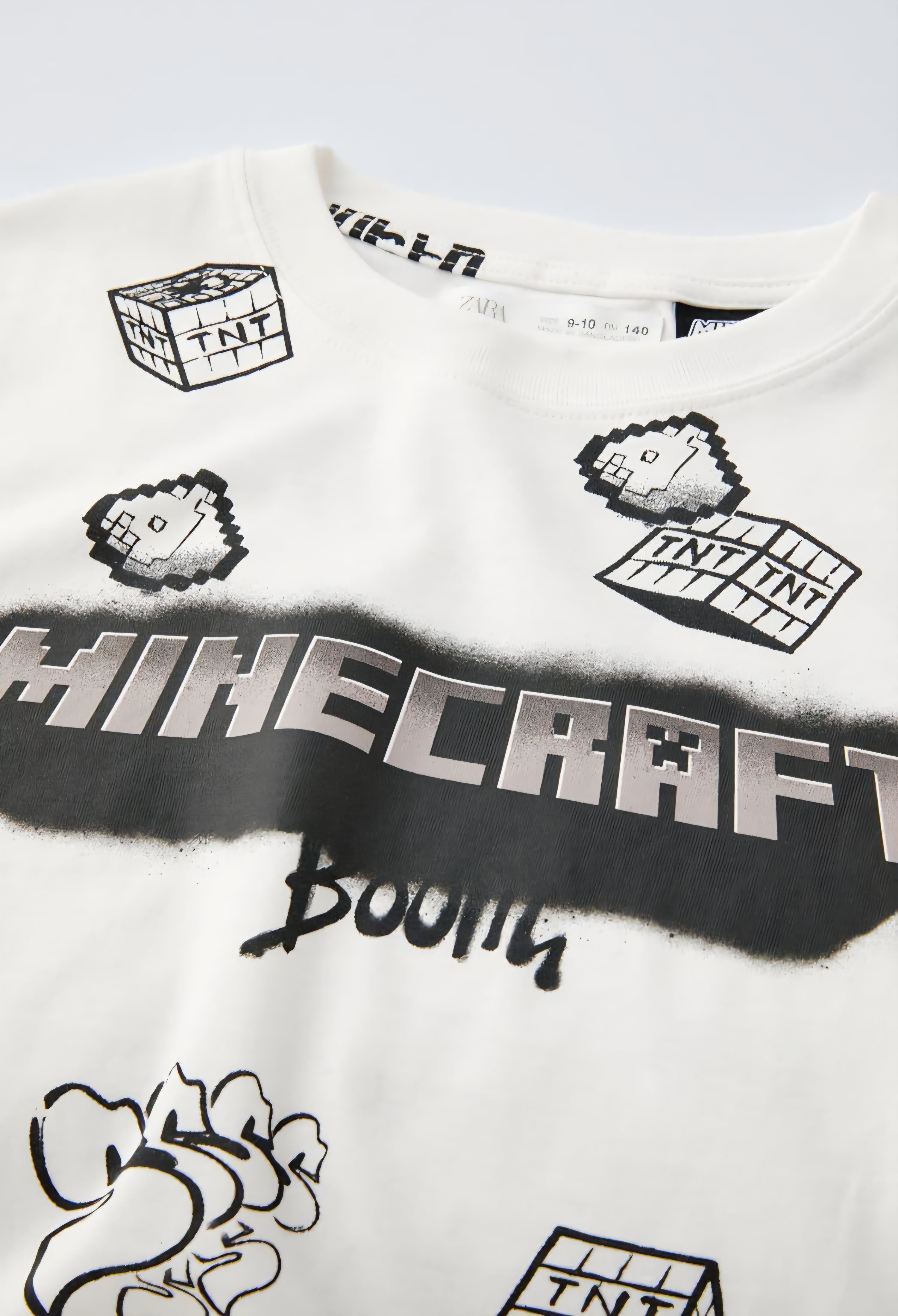 Minecraft Siyah Beyaz Tişört