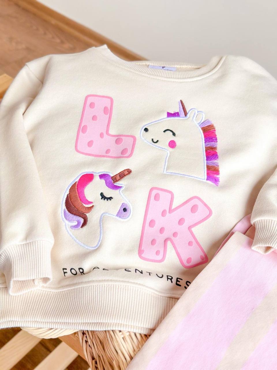 Pembe Ekru Little Cute Unicorns Set Takım