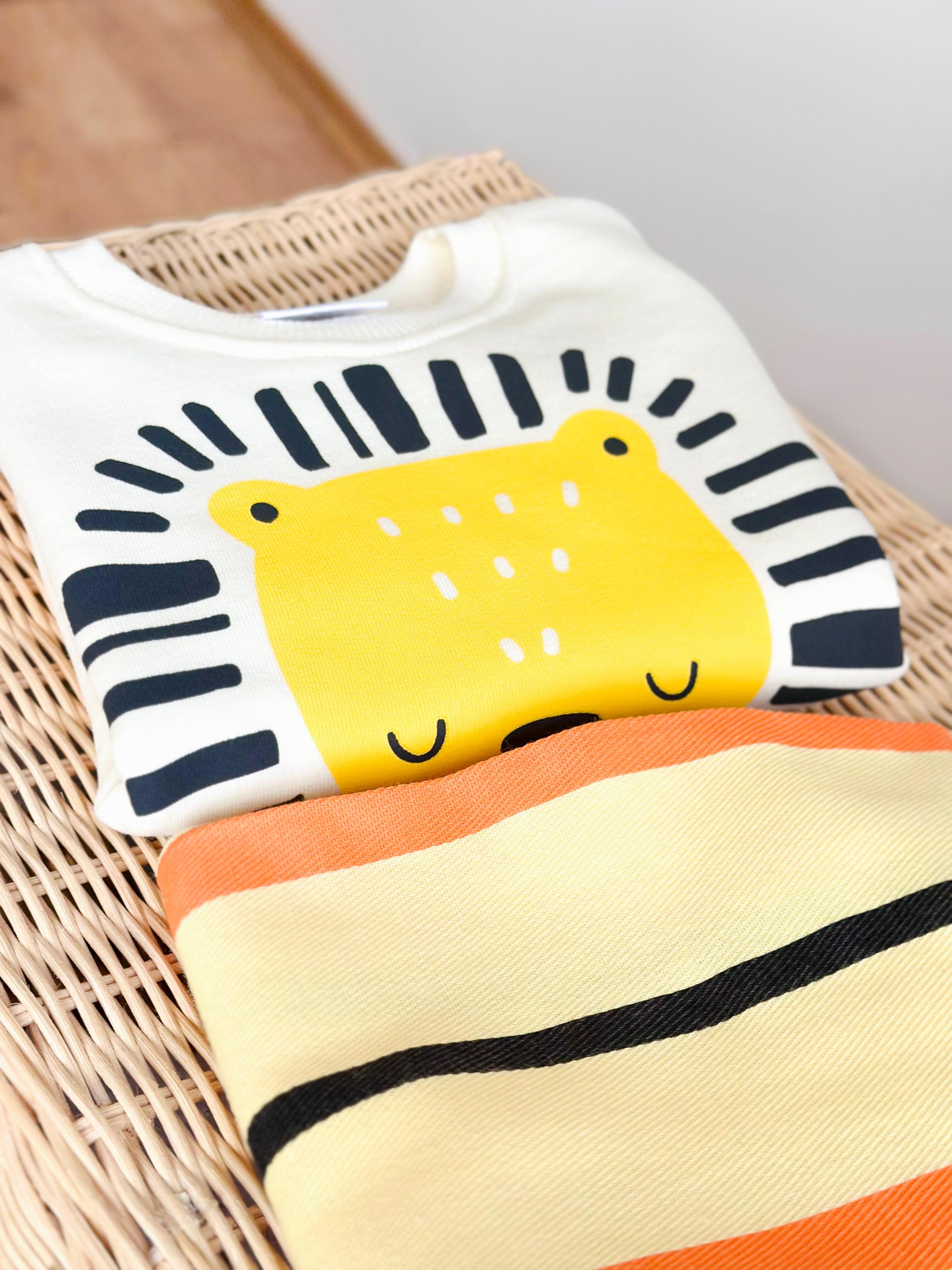 Sweet Lion Wild On Sarı Turuncu Canvas Dokuma Pantolonlu Takım 