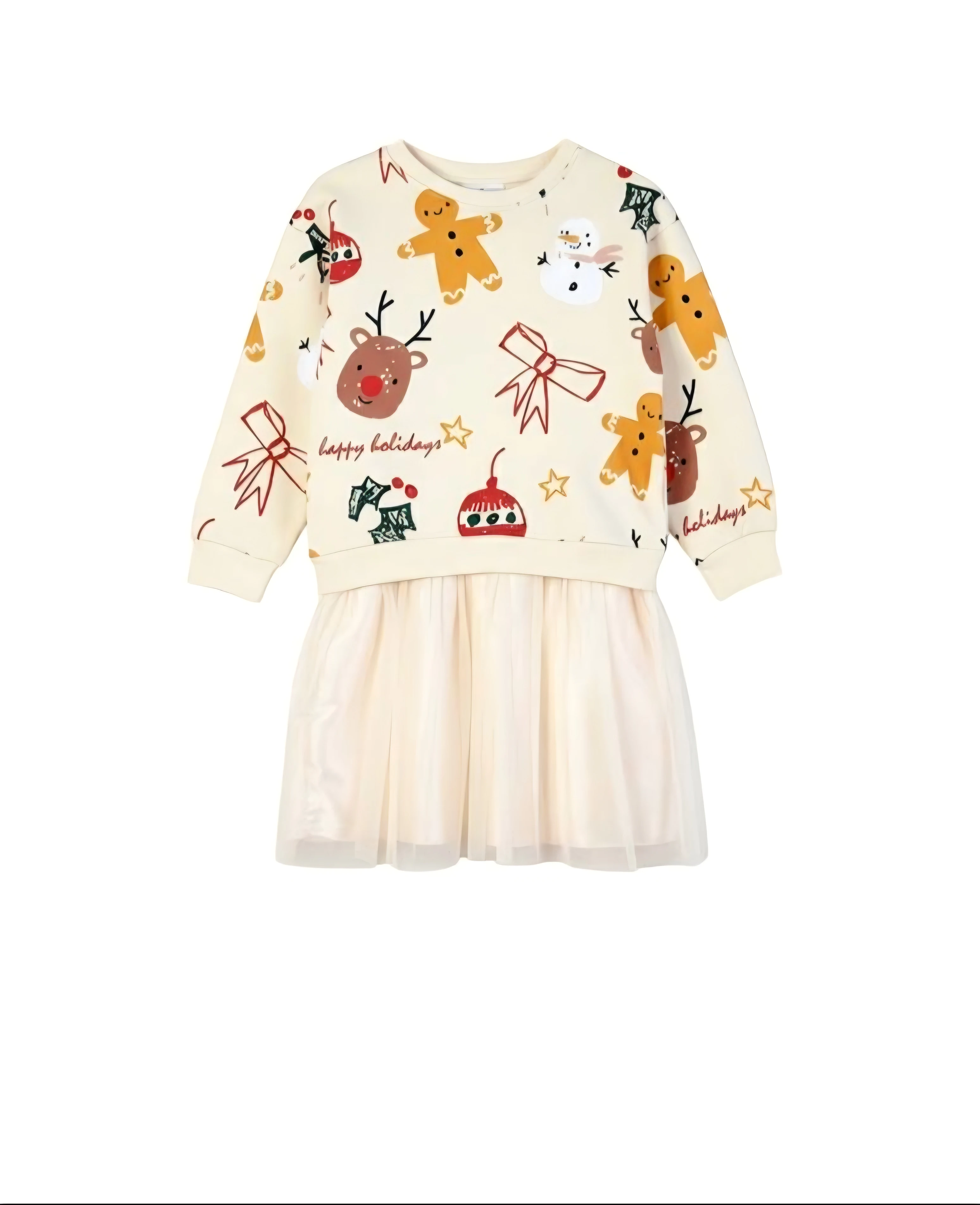 Ekru Yeni Yıl Temalı Elbise